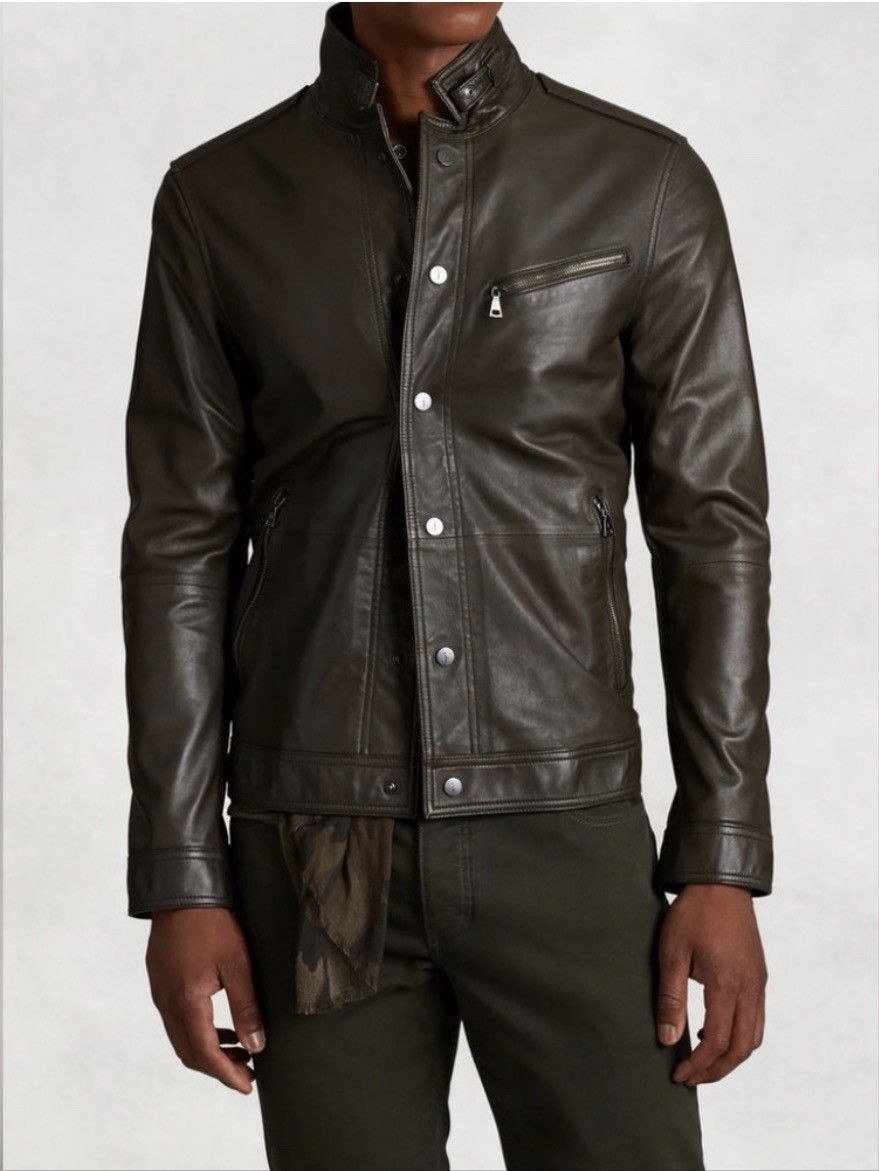 John Varvatos Snap Front Leather Jacket EU 50 USA 40 Size US M / EU 48-50 / 2 - 1 Thumbnail
