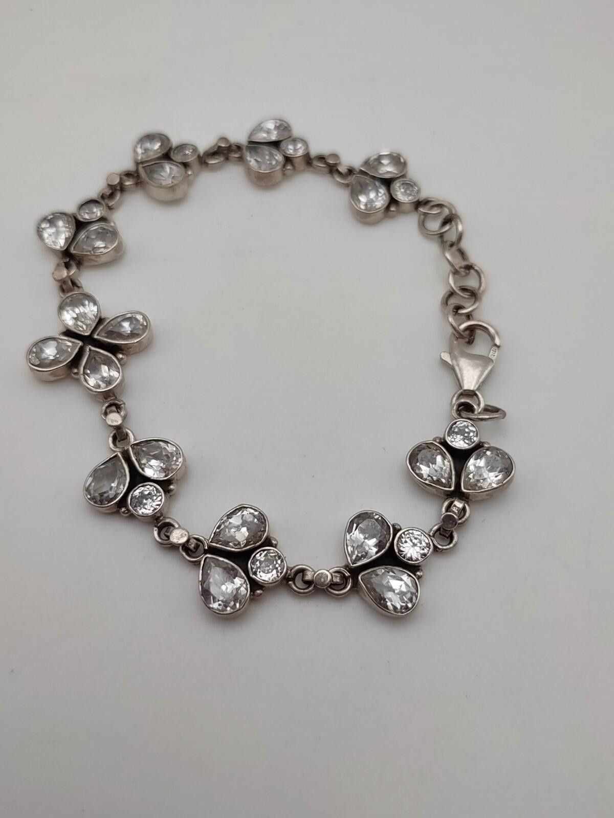 The Unbranded Brand Sterling Silver CZ Cluster Bracelet 8” 925 Pear Cut Size ONE SIZE - 1 Thumbnail