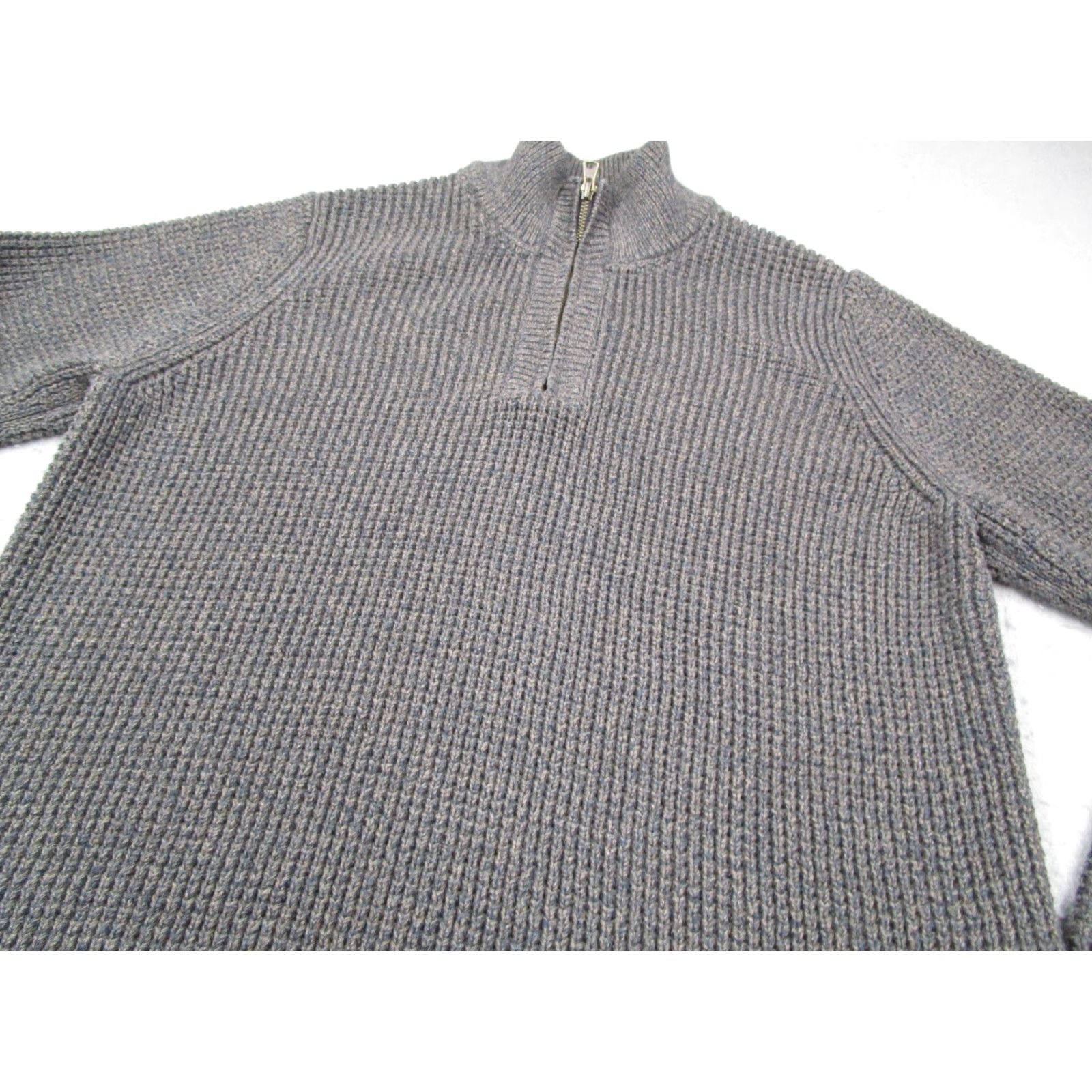 Vintage LL Bean Sweater Mens Large Tall Gray 1/4 Zip Knit Organic Pullover 90875 Size US L / EU 52-54 / 3 - 2 Thumbnail