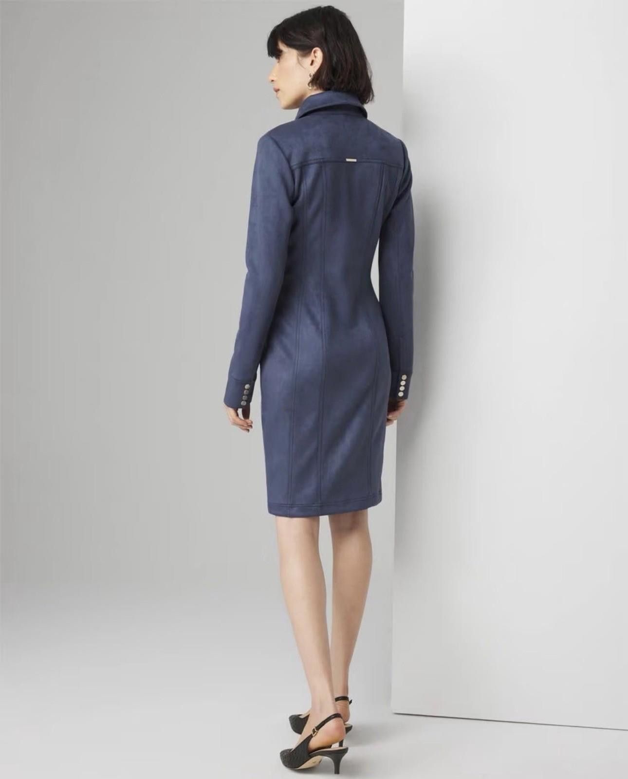 Other WHBM Long Sleeve Fx Suede Shacket Dress Blue Size 4 Sold Out Size S / US 4 / IT 40 - 6 Thumbnail