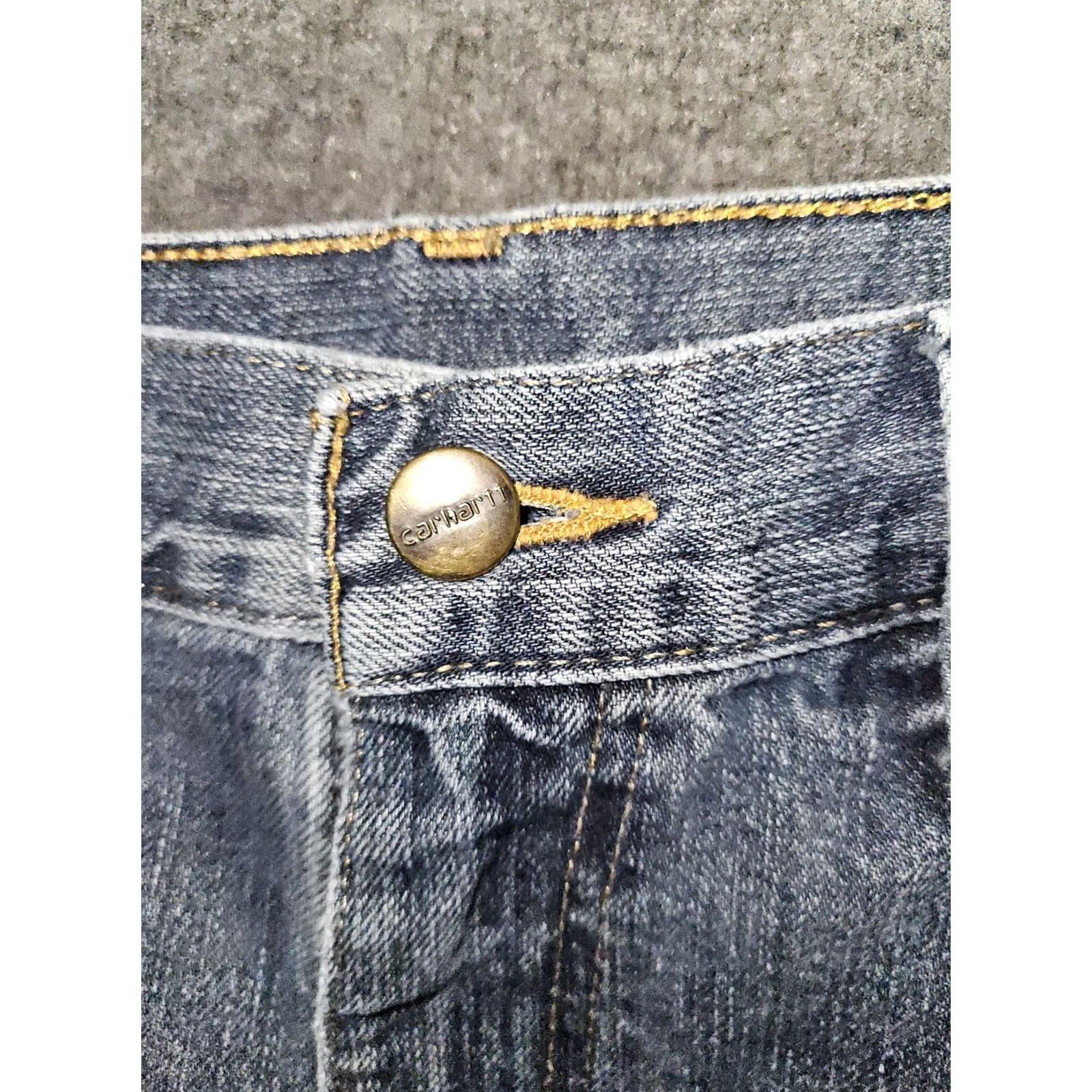 Carhartt Carhartt Jeans Relaxed Straight Mens 33x30 Blue Denim Medium Workwear Distressed Pockets Logo Regular Size Type: Jeans Size US 33 - 6 Thumbnail