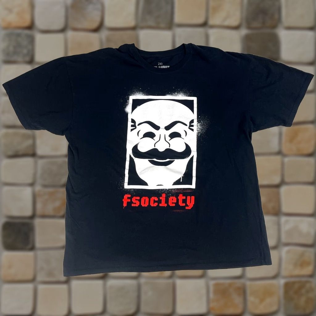 Vintage Loot Crate Mr. Robot fsociety Graphic T-Shirt Sz 2XL Men Black Cotton Crew Neck Short Sleeve T-Shirt Size US XXL / EU 58 / 5 - 1 Thumbnail