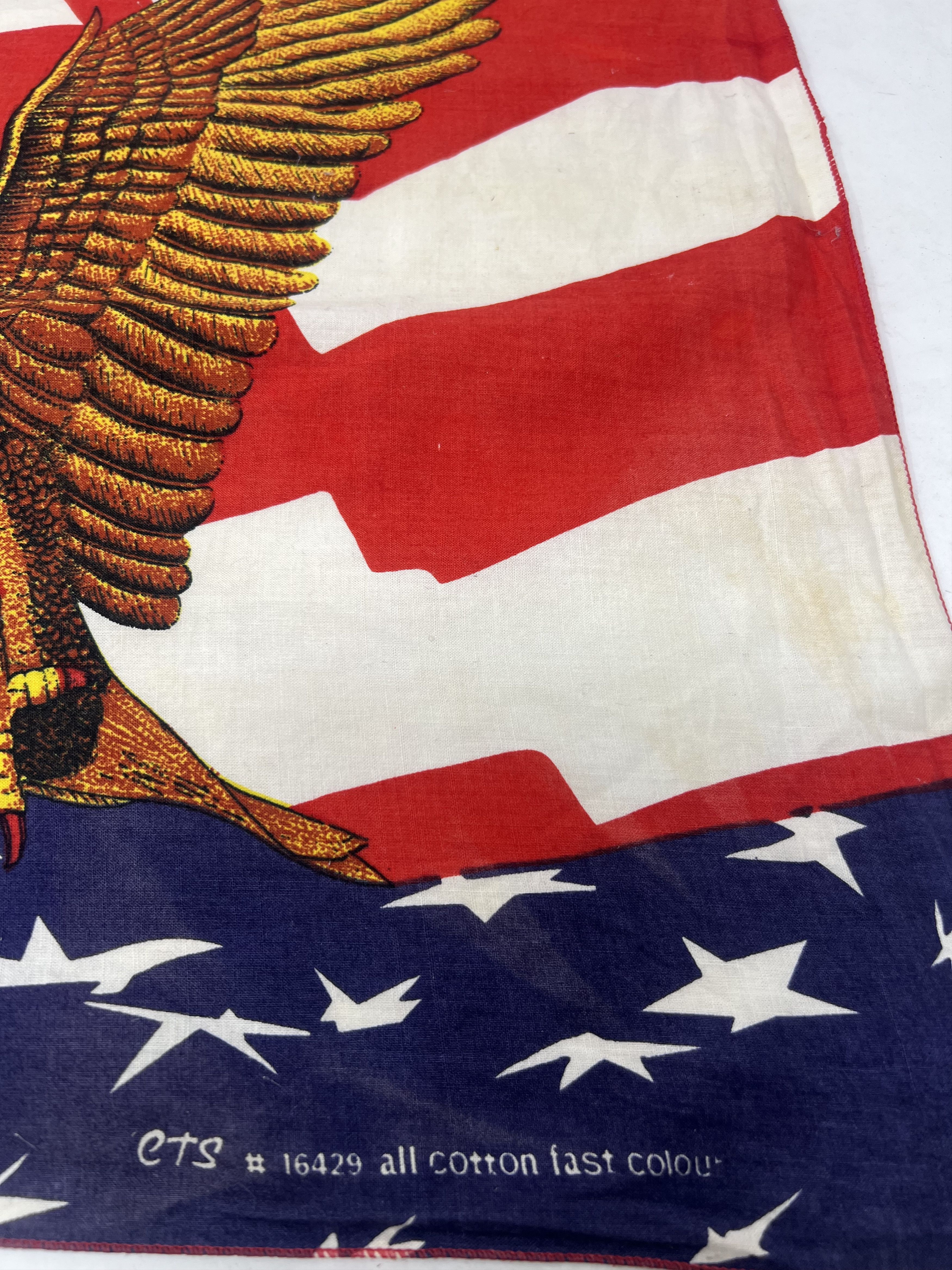 Vintage Vintage Blad Eagle over American Flag Bandana Handkerchief Size ONE SIZE - 5 Thumbnail