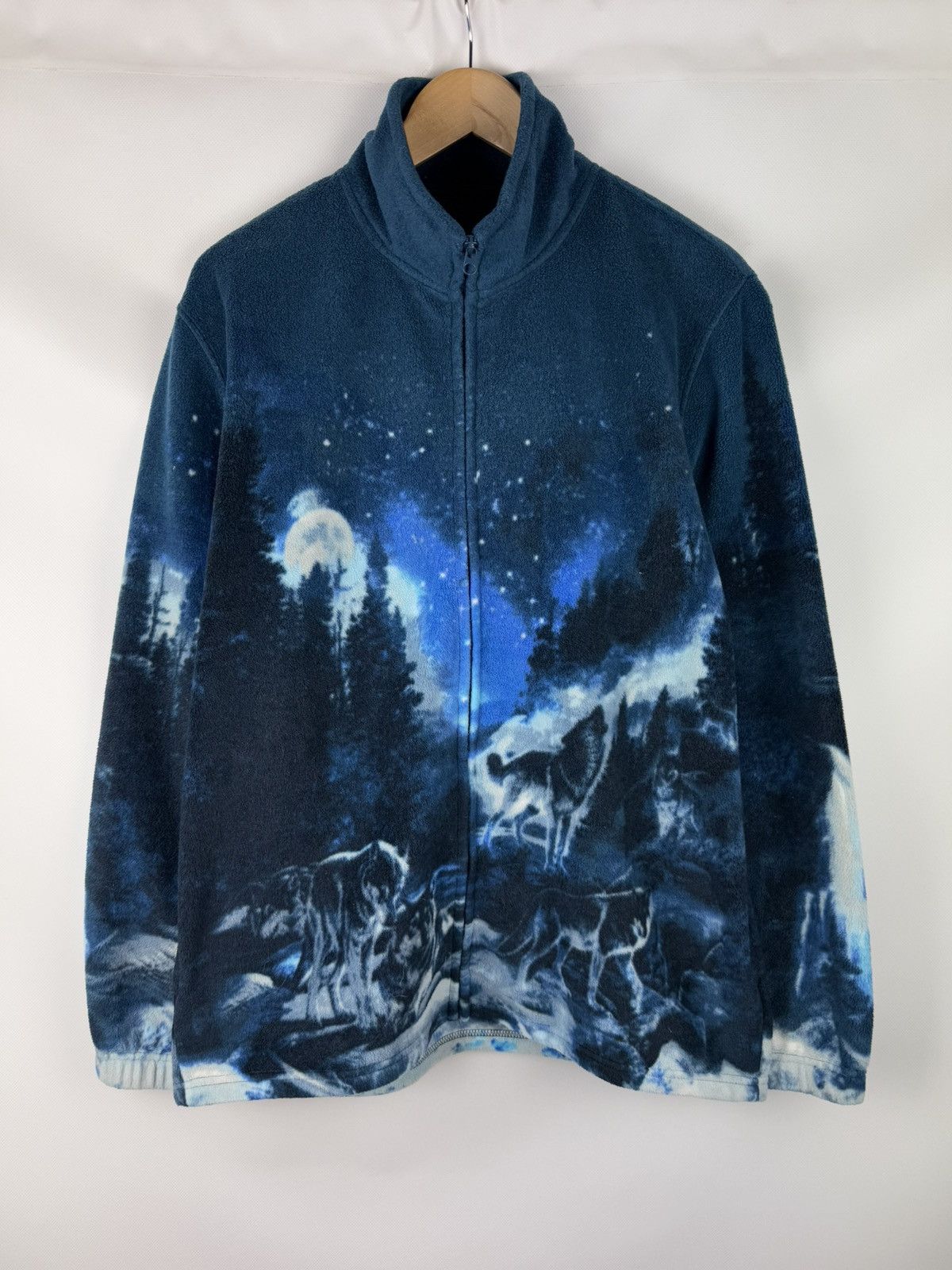 Vintage Vintage Men’s Wolves Patterned Fleece Jacket Size L Size US L / EU 52-54 / 3 - 1 Thumbnail