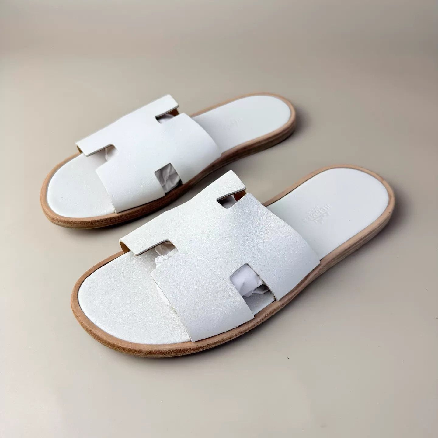 Hermes White Open-Toe Slides Size 8 Size US 8 / EU 41 - 1 Thumbnail