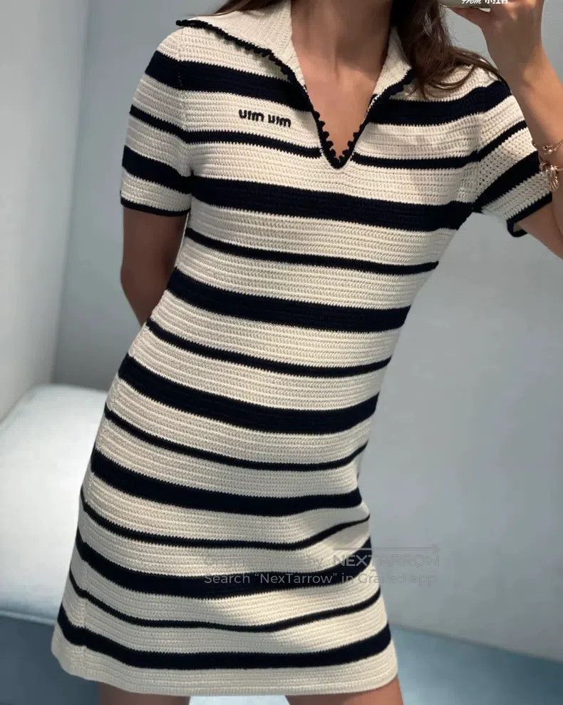 Miu Miu Miu Miu 40 Striped knit dress Size M / US 6-8 / IT 42-44 - 1 Thumbnail