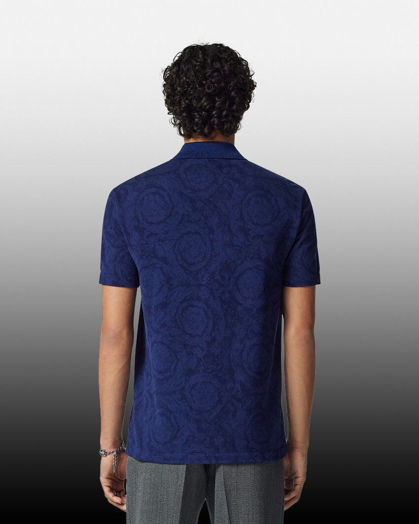 Designer × The Unbranded Brand Navy Barocco Polo Shirt – Ornate Luxury Pattern Polo Size US M / EU 48-50 / 2 - 4 Thumbnail