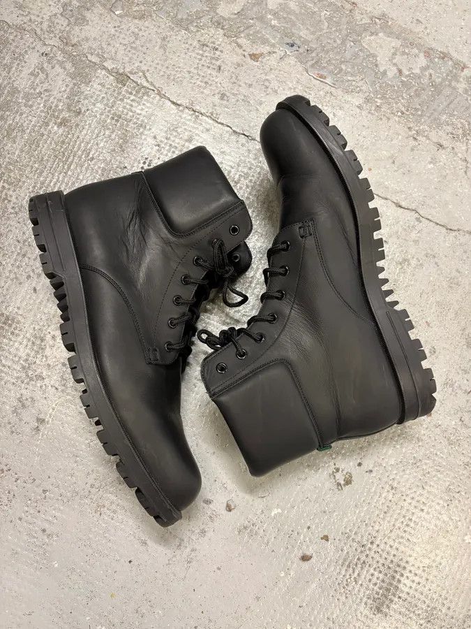 Gucci 2000s Gucci Black Lace-Up Combat Leather Boots Size US 12.5 / EU 45-46 - 6 Thumbnail