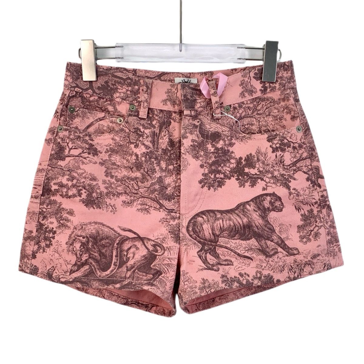 Dior Christian Dior Pink Animal Jungle Print Denim Shorts K26WX Size 32" / US 10 / IT 46 - 1 Thumbnail