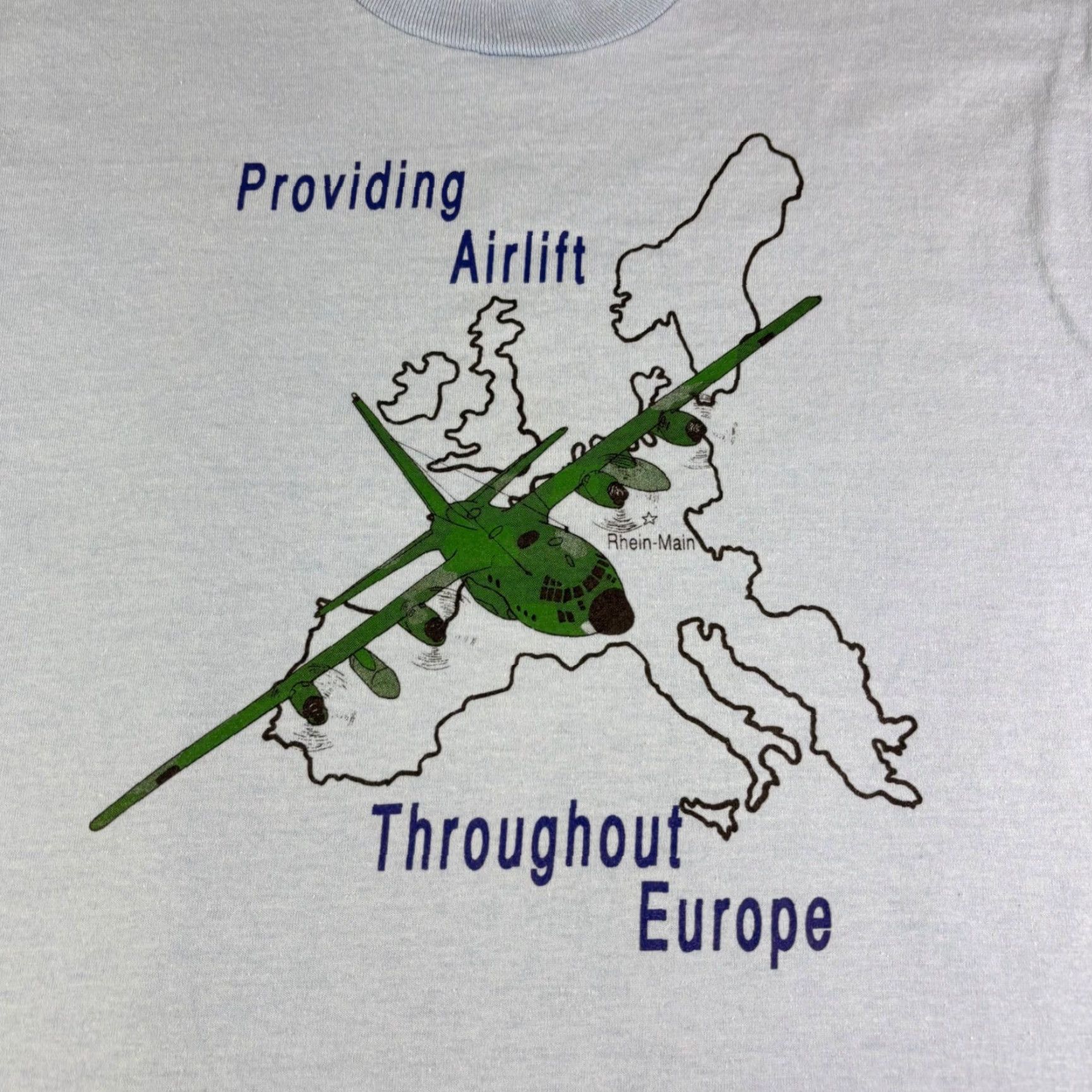 Vintage Screen Stars Best Mens L T-Shirt Vintage Graphic Print Military Europe Airlift Crew Neck Blue Short Sleeve Size US L / EU 52-54 / 3 - 6 Thumbnail