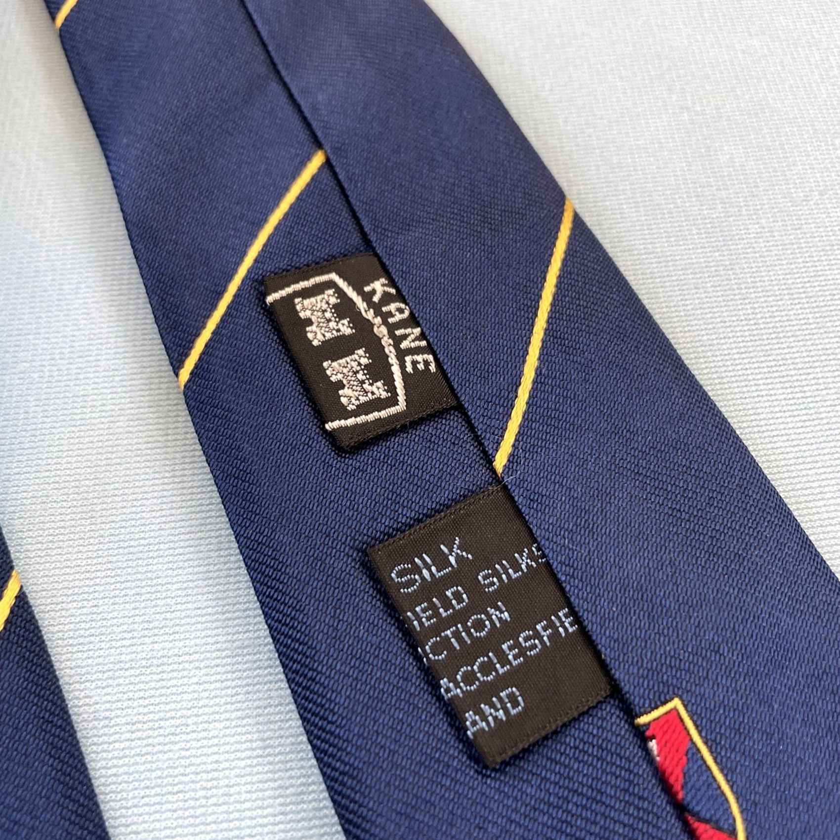 Vintage Kane Tie Vintage England Silk Necktie Lucky Number 7 Woven Macclesfield Blue 3x57 Size ONE SIZE - 6 Thumbnail