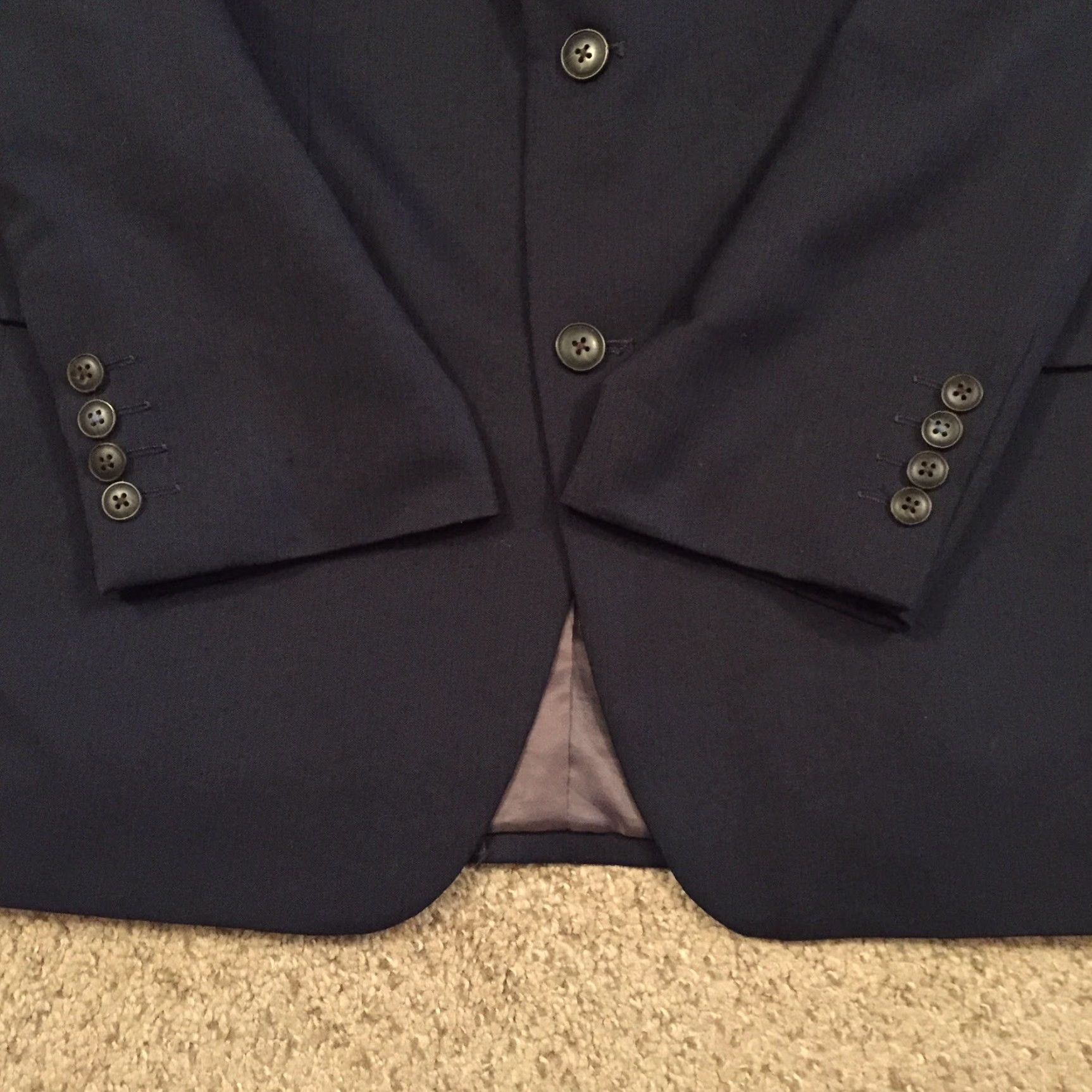 Haggar Haggar Blazer Mens 42L Blue Striped Two Button Double Vented Polyester Jacket Coat Long Notch Lapel Singles Size 42R - 4 Thumbnail