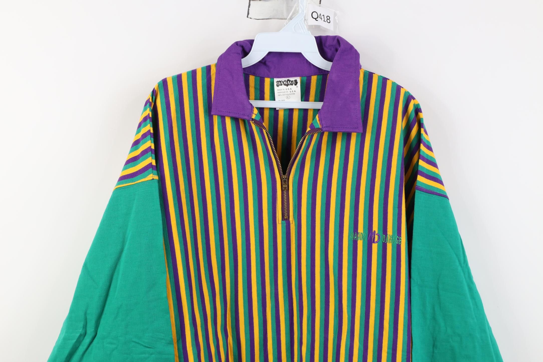 Vintage Deadstock Vintage 90s Streetwear 1/4 Zip Polo Shirt USA Size US L / EU 52-54 / 3 - 2 Thumbnail