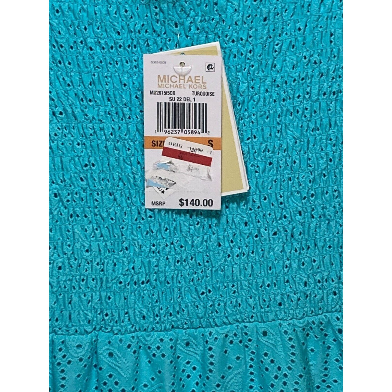 Michael Kors MICHAEL KORS Womens Aqua Peasant Dress Pouf Sleeve Dress S Size S / US 4 / IT 40 - 9 Thumbnail