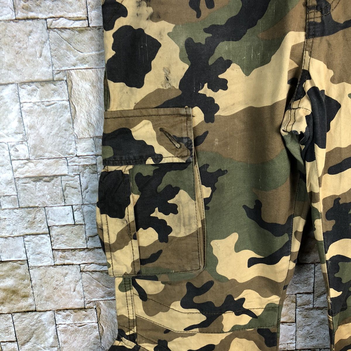 Japanese Brand Matchstick Camo Brown Cargo Multipocket Pants #A138 Size US 31 - 10 Thumbnail