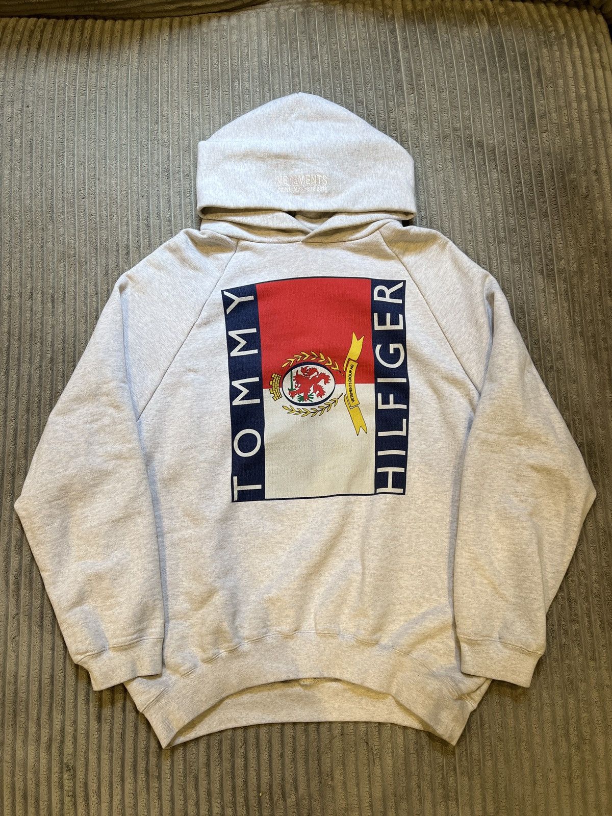 image of Vetements X Tommy Hilfiger Oversized Hoodie in Grey, Men's (Size Small)