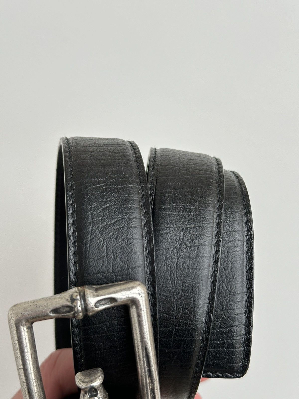 Gucci Vintage Gucci Metal Bamboo Silver Buckle Leather Belt 114637 Size 28 - 9 Thumbnail