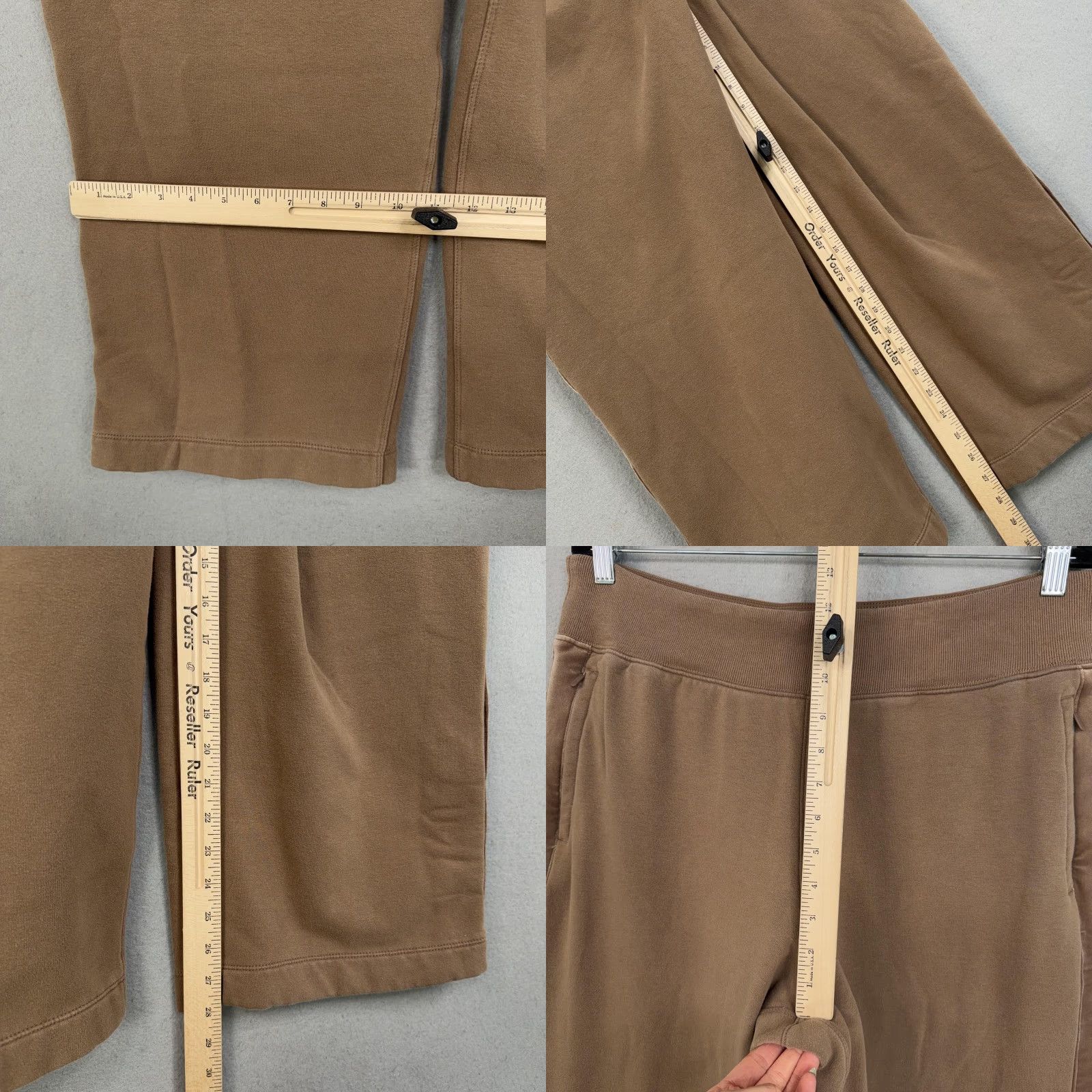Athleta Athleta Pants Womens Large Brown Fleece Wide Leg Snap Ankle Zip Pockets Cozy Size 36" / US 14 / IT 50 - 9 Thumbnail