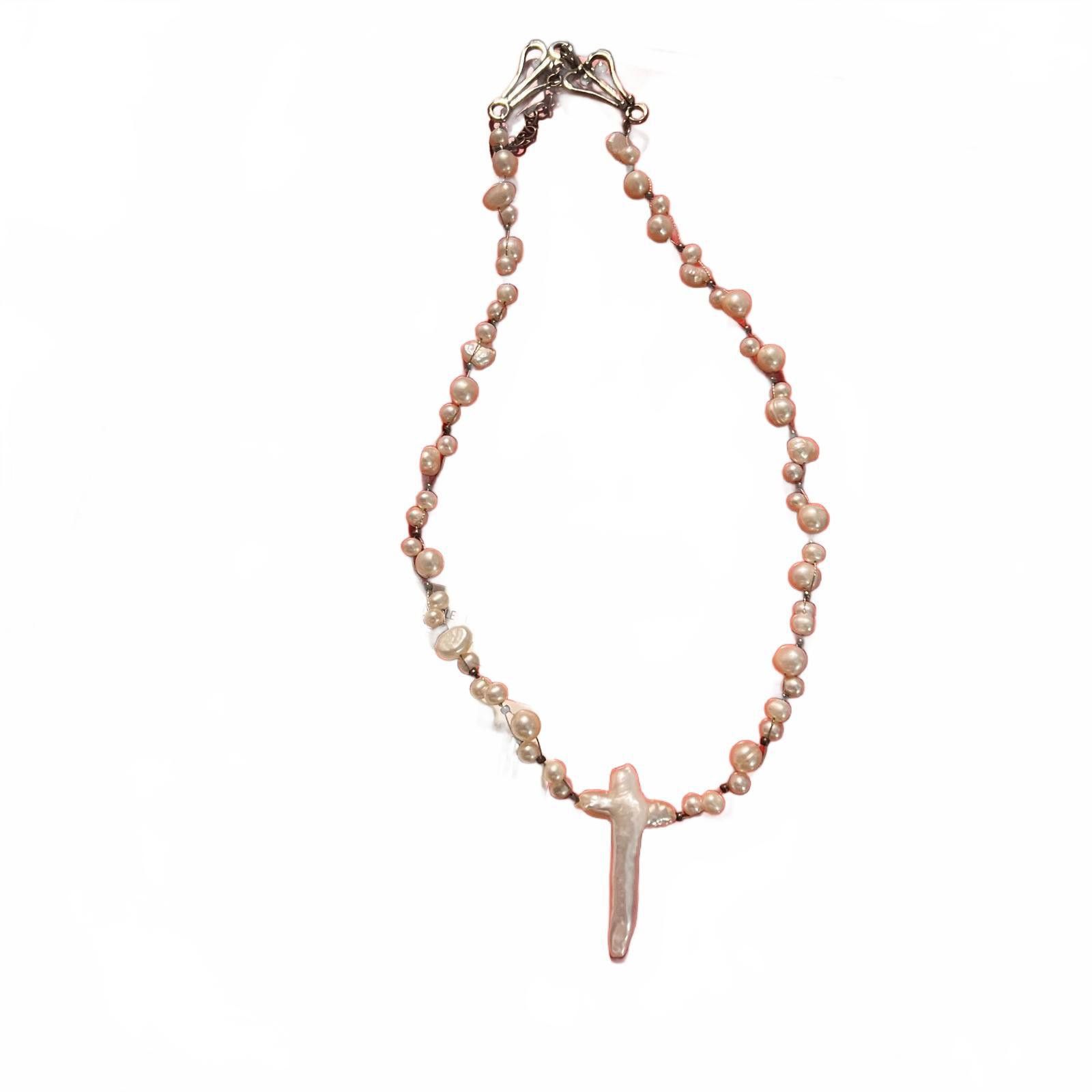 The Unbranded Brand Fresh Water Pearl Cross Pendant Necklace Size ONE SIZE - 4 Thumbnail
