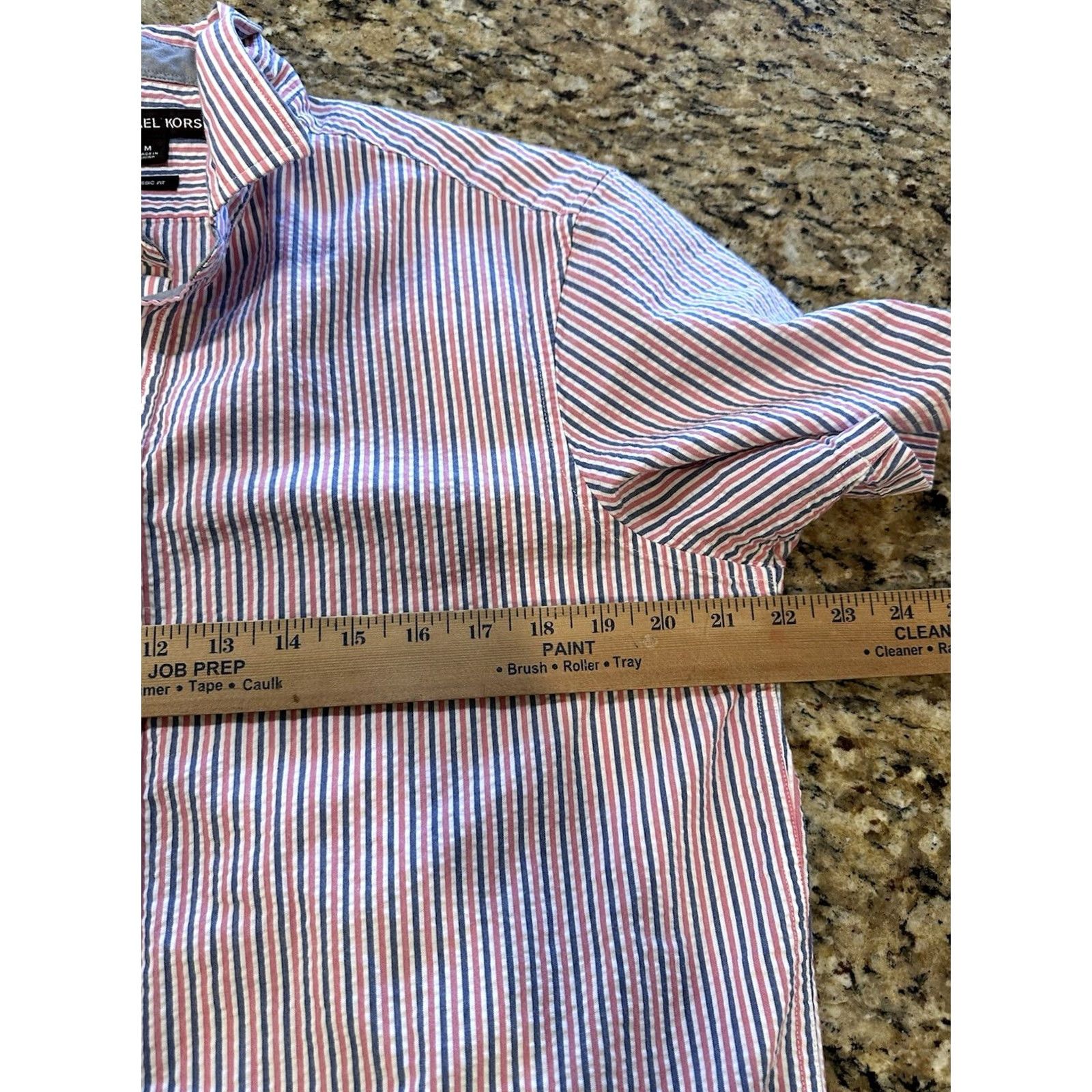 Michael Kors Michael Kors Button-Up Shirt Multicolor Seersucker Striped Short Sleeve M Regular Mens Medium Colors Size US M / EU 48-50 / 2 - 6 Thumbnail