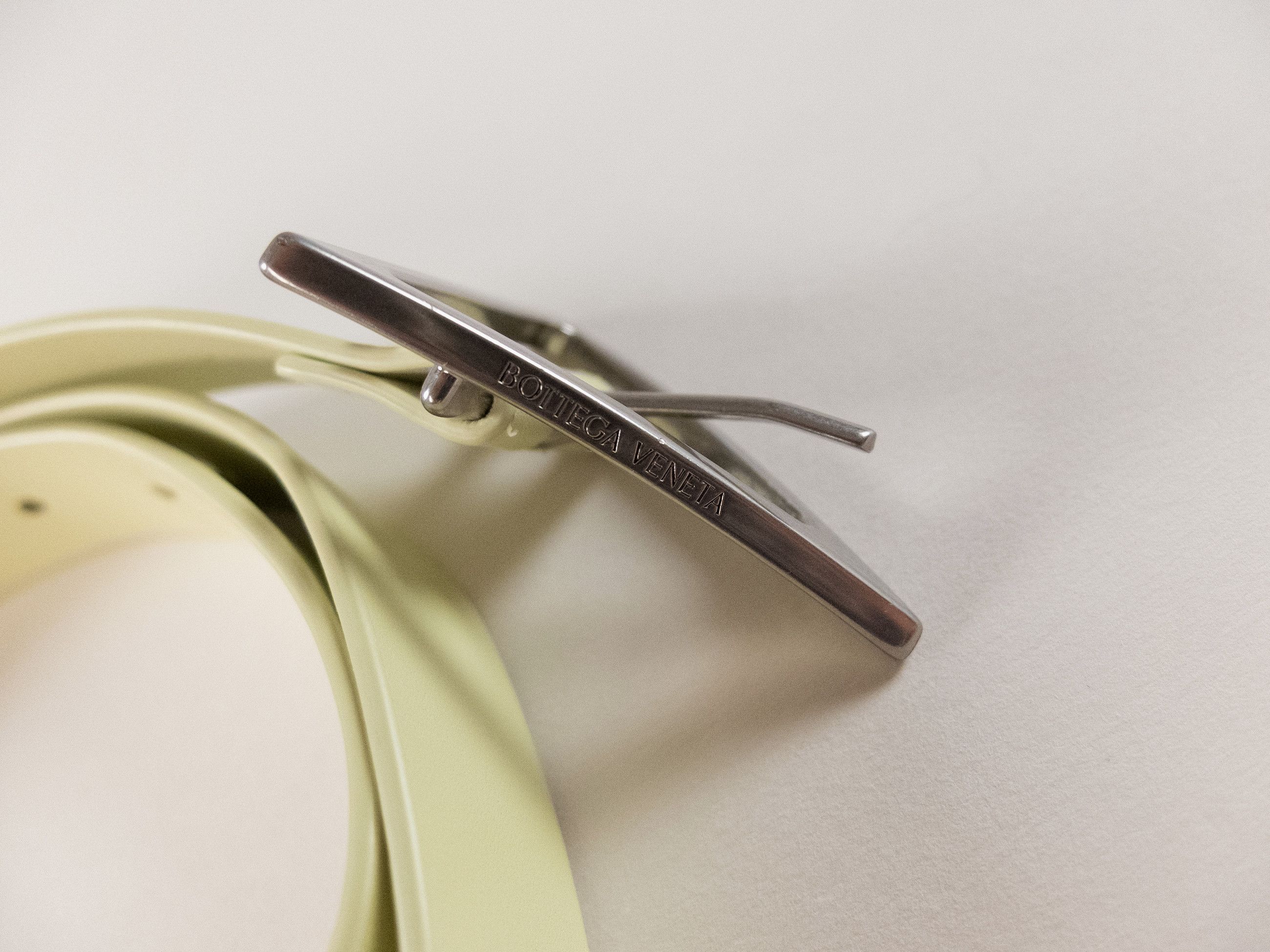 Bottega Veneta BOTTEGA VENETA green triangle buckle leather belt 36 95 Size 36 - 3 Thumbnail