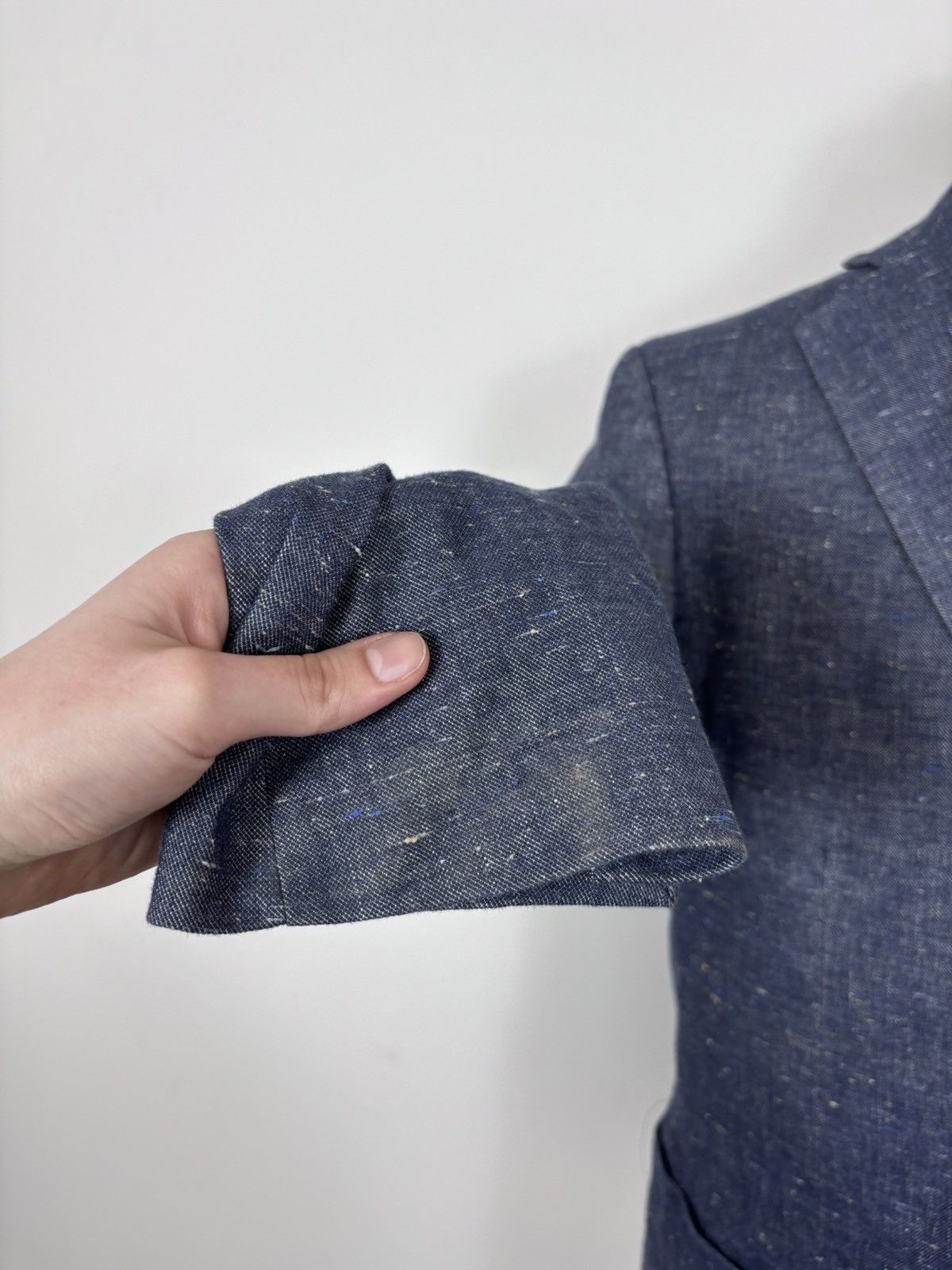 Other Gutteridge Men’s Blue Cotton Linen Silk Blazer Jacket Coat Size 42R - 12 Thumbnail