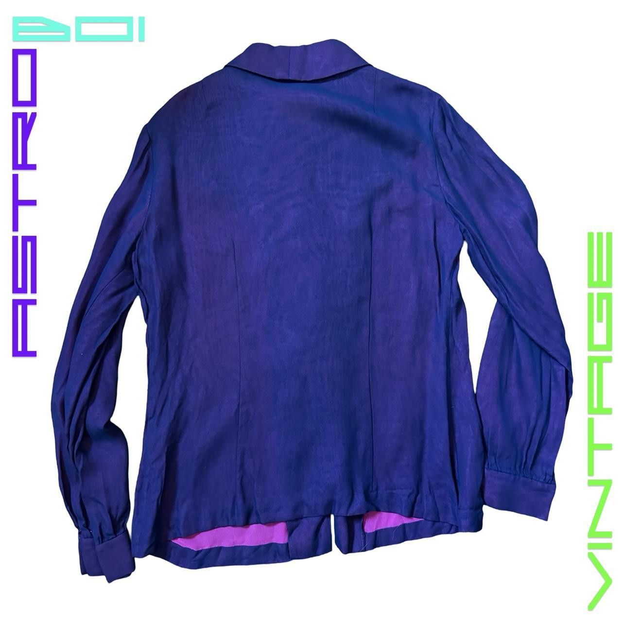 Vintage Vintage 70s Purple Organza button-up blouse - Small Size S / US 4 / IT 40 - 4 Thumbnail