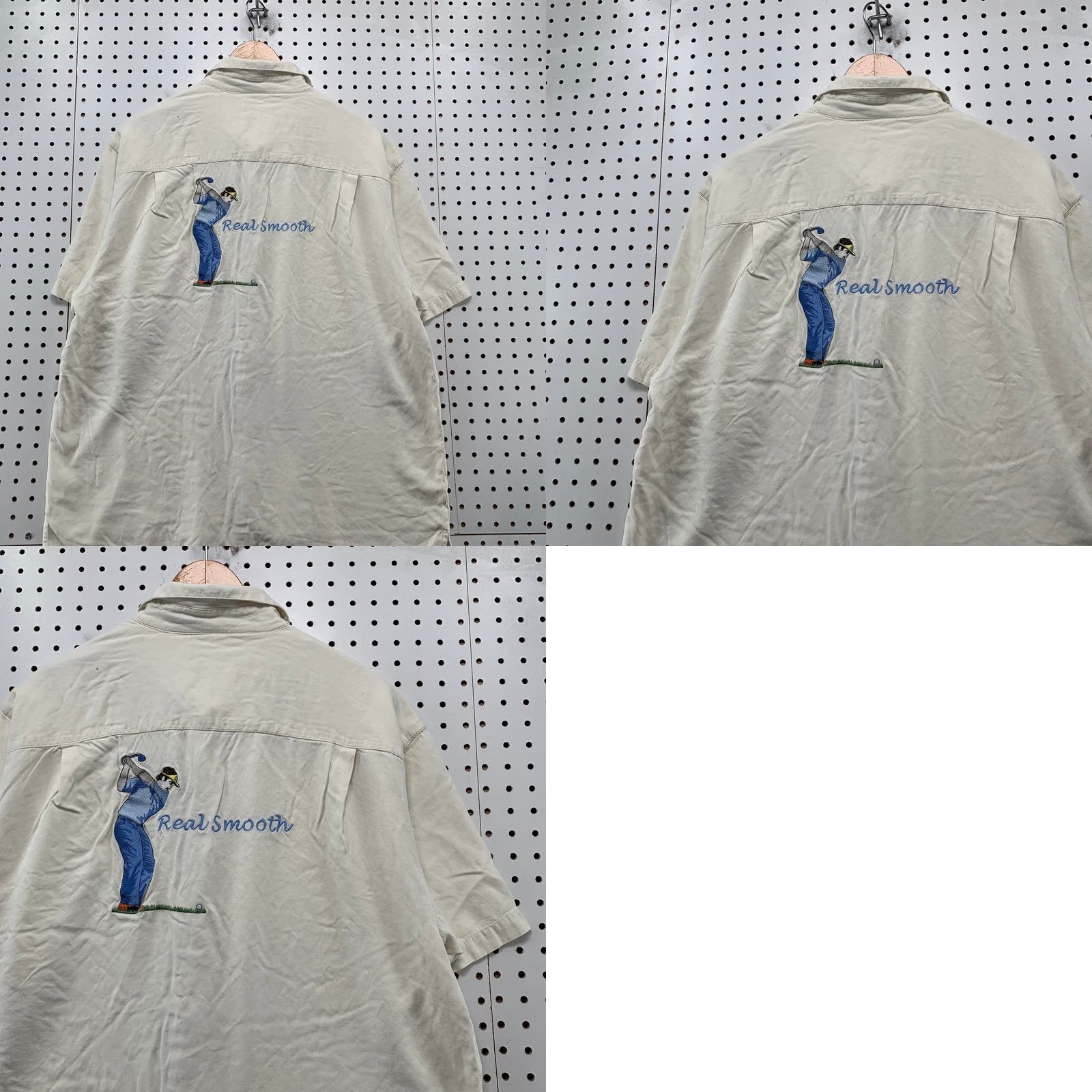 Vintage Bobby Chan Silk Blend Button Shirt Mens XL Cream Embroidered Golf Golfer Bamboo Shirt Size US XL / EU 56 / 4 - 9 Thumbnail