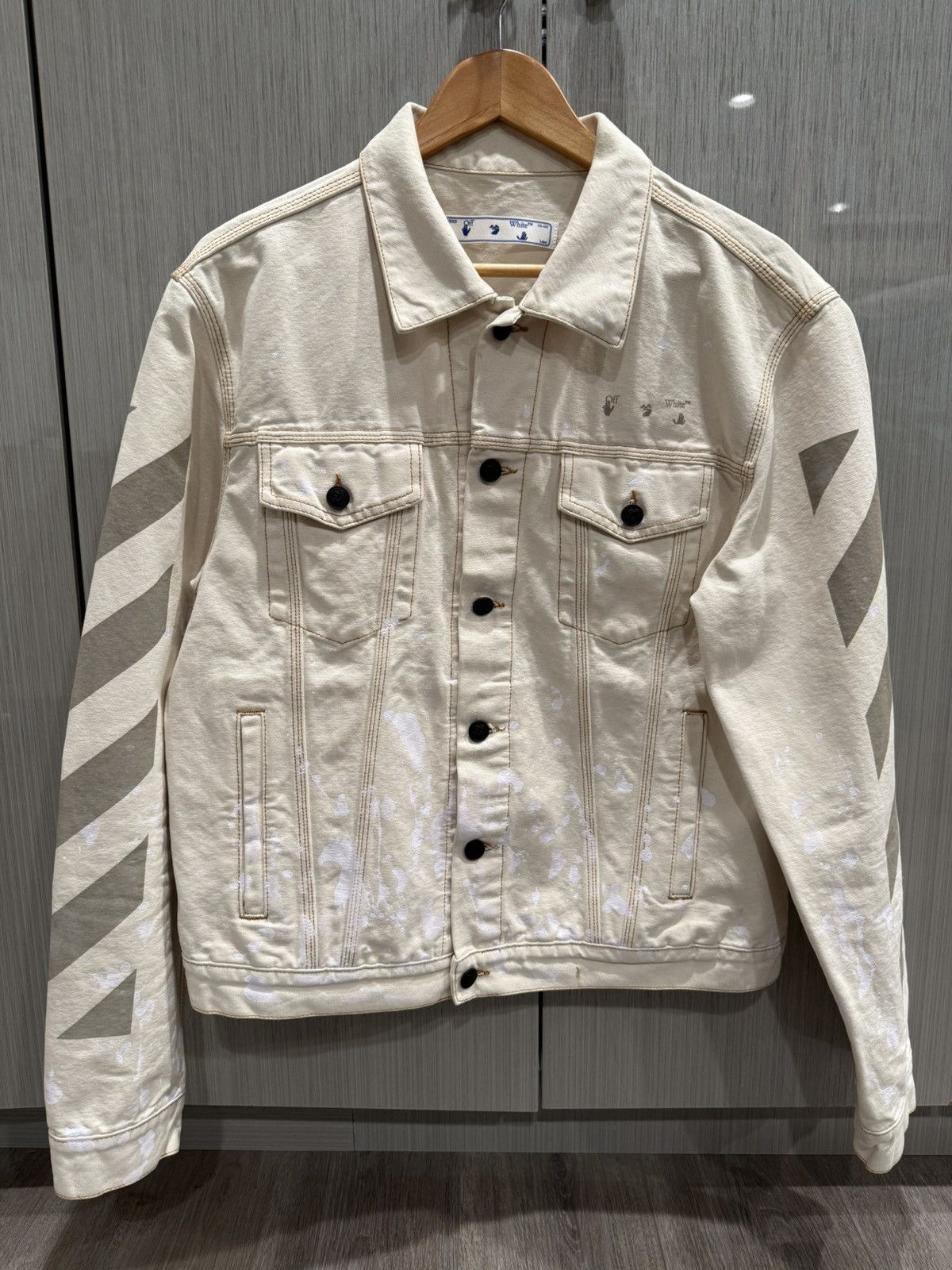 Off-White Off White Beige Painter Denim Jacket Size US XL / EU 56 / 4 - 1 Thumbnail