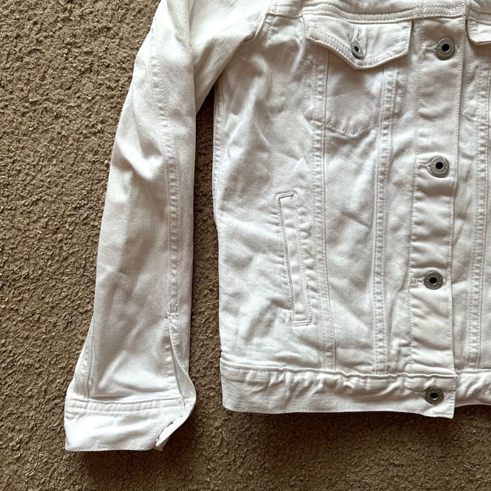 Lucky Brand Lucky Brand Denim Jacket Womens Small Classic Button Up White Long Sleeve Size S / US 4 / IT 40 - 6 Thumbnail