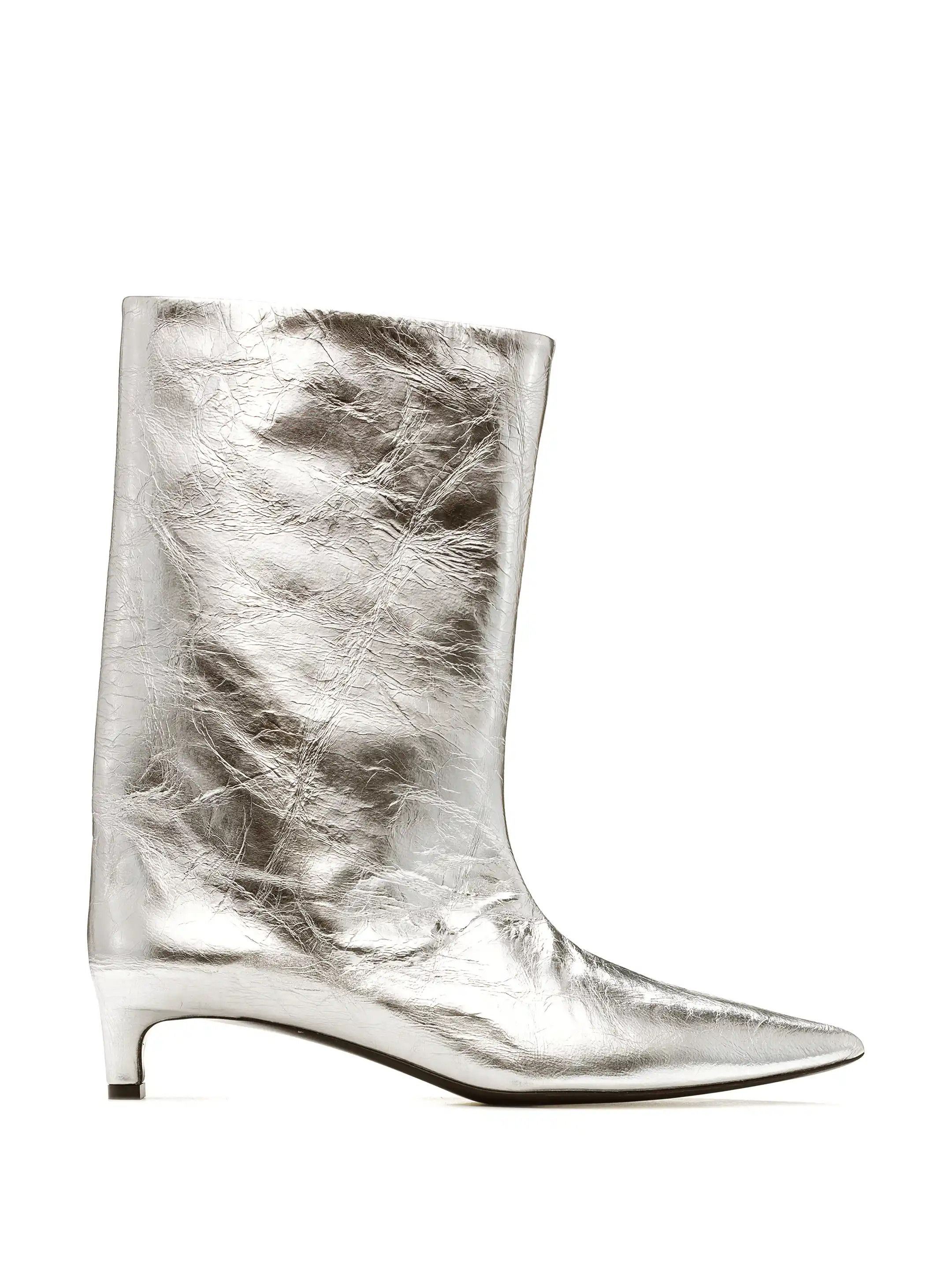 Jil Sander o1loc1c0426 Metallic Finish Ankle Boots in Silver Size US 6 / IT 36 - 1 Thumbnail