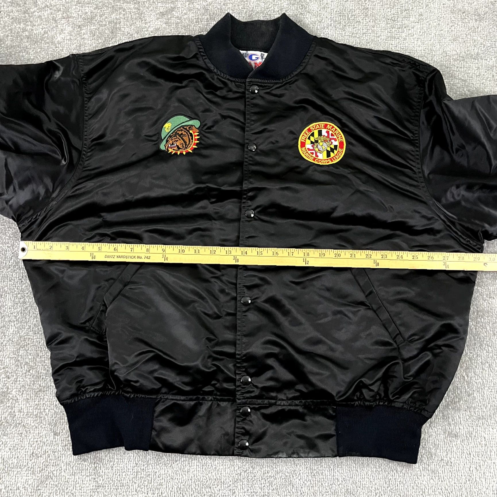 Vintage VINTAGE US MARINES Jacket Mens 3XL Black Satin Bomber Embroidered USA Free State Size US XXL / EU 58 / 5 - 7 Thumbnail