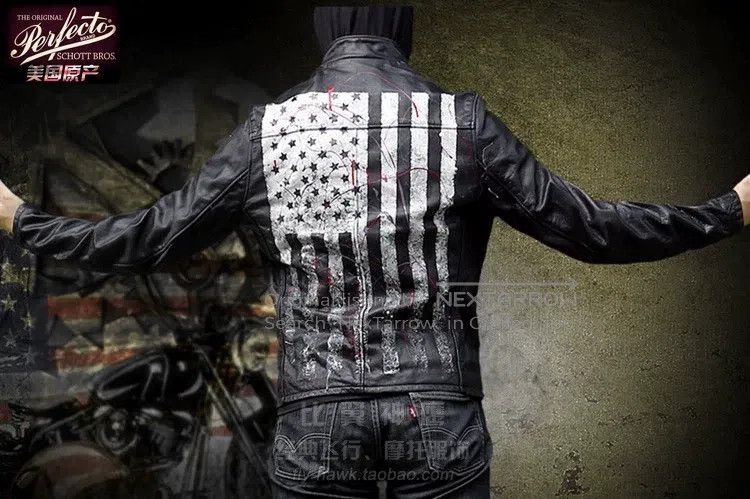 Schott Schott hand-painted "thug knight cowhide standing collar l Size US M / EU 48-50 / 2 - 4 Thumbnail