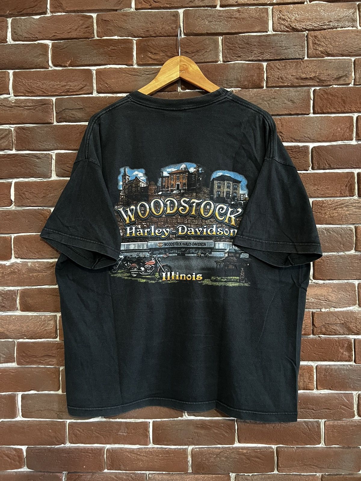 Harley Davidson Vintage 00s Harley Davidson Motorcycles Woodstock 2001 Tee Size US XL / EU 56 / 4 - 1 Thumbnail