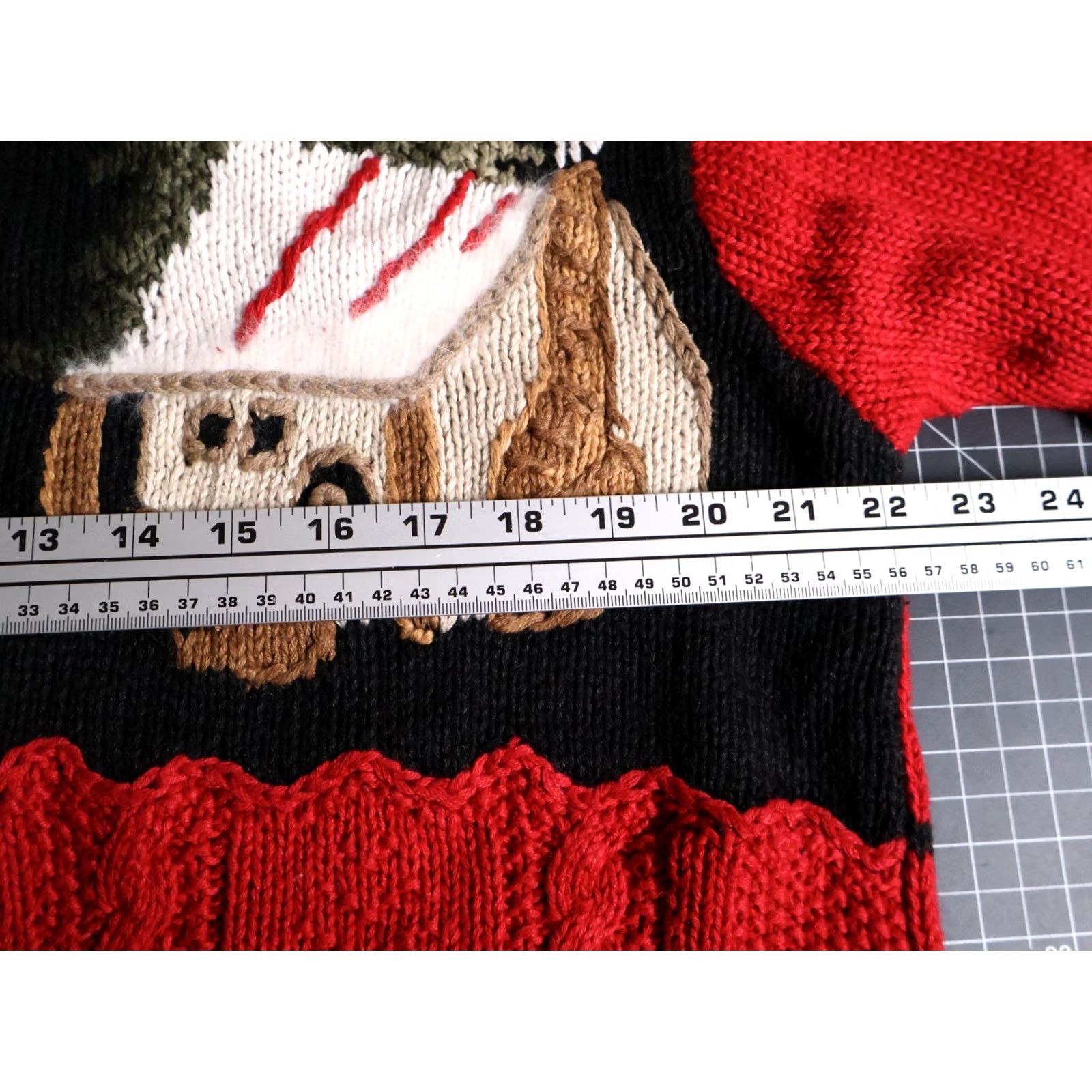 Vintage VINTAGE Venezia Cardigan Women's Red Black Full Zip Sweater 14 / 16 90s Christmas Tree Motif Size XXL / US 16-18 / IT 52-54 - 5 Thumbnail