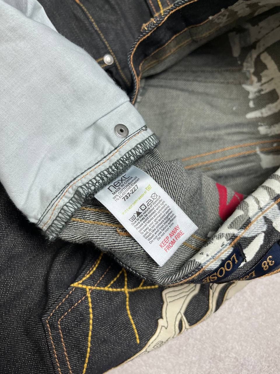 Japanese Brand × Vintage Vintage Skull Embroidery Baggy Japanese Baggy Jeans 38 Size US 38 / EU 54 - 9 Thumbnail