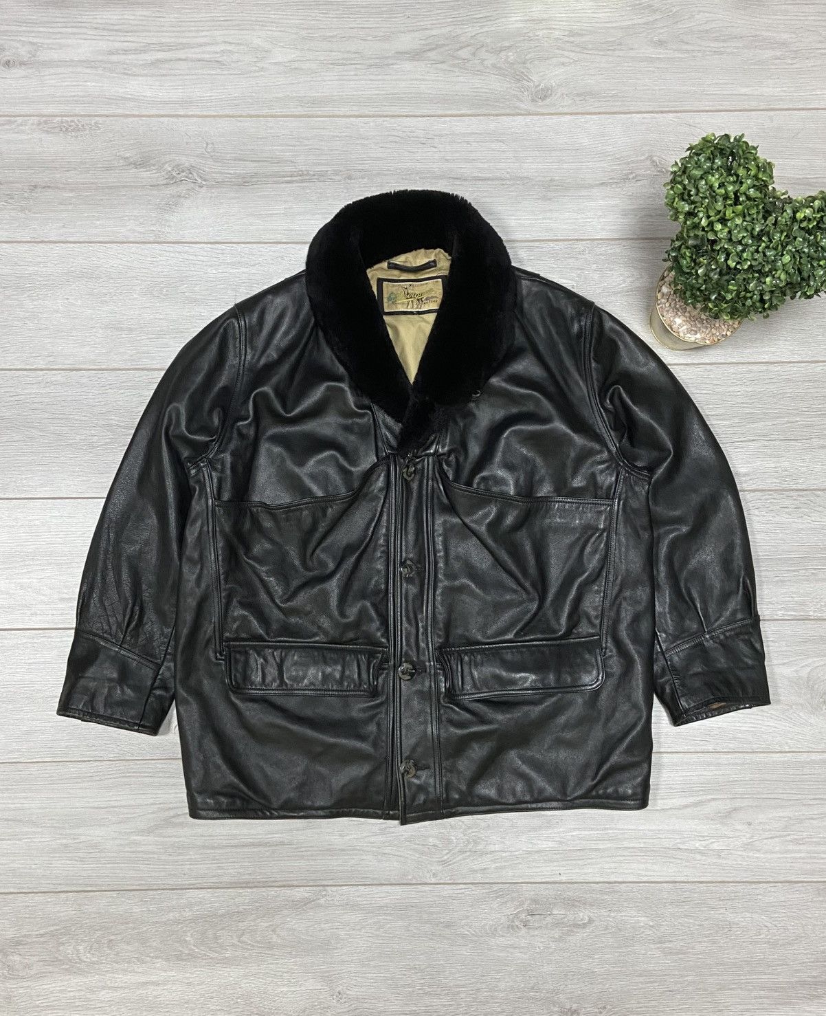 Chevignon Chevignon vintage fur leather worn jacket fly Size US XL / EU 56 / 4 - 1 Thumbnail