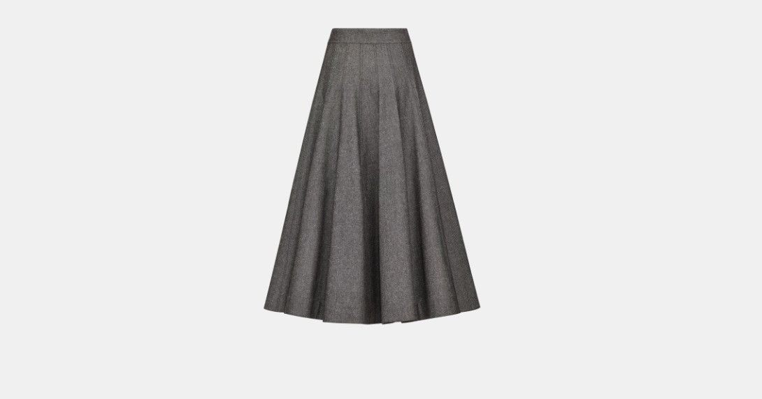 Dior o1w1db10225 Mid-Length Flared Skirt in Gray Size 28" / US 6 / IT 42 - 2 Thumbnail
