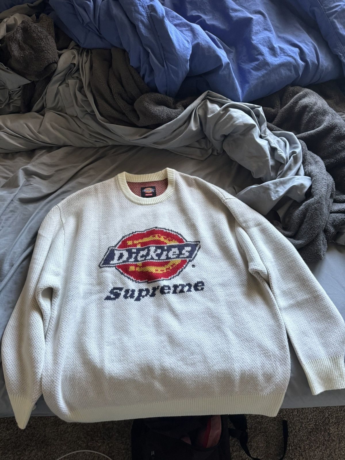 image of Dickies Knit Sweater in White, Men's (Size Large)