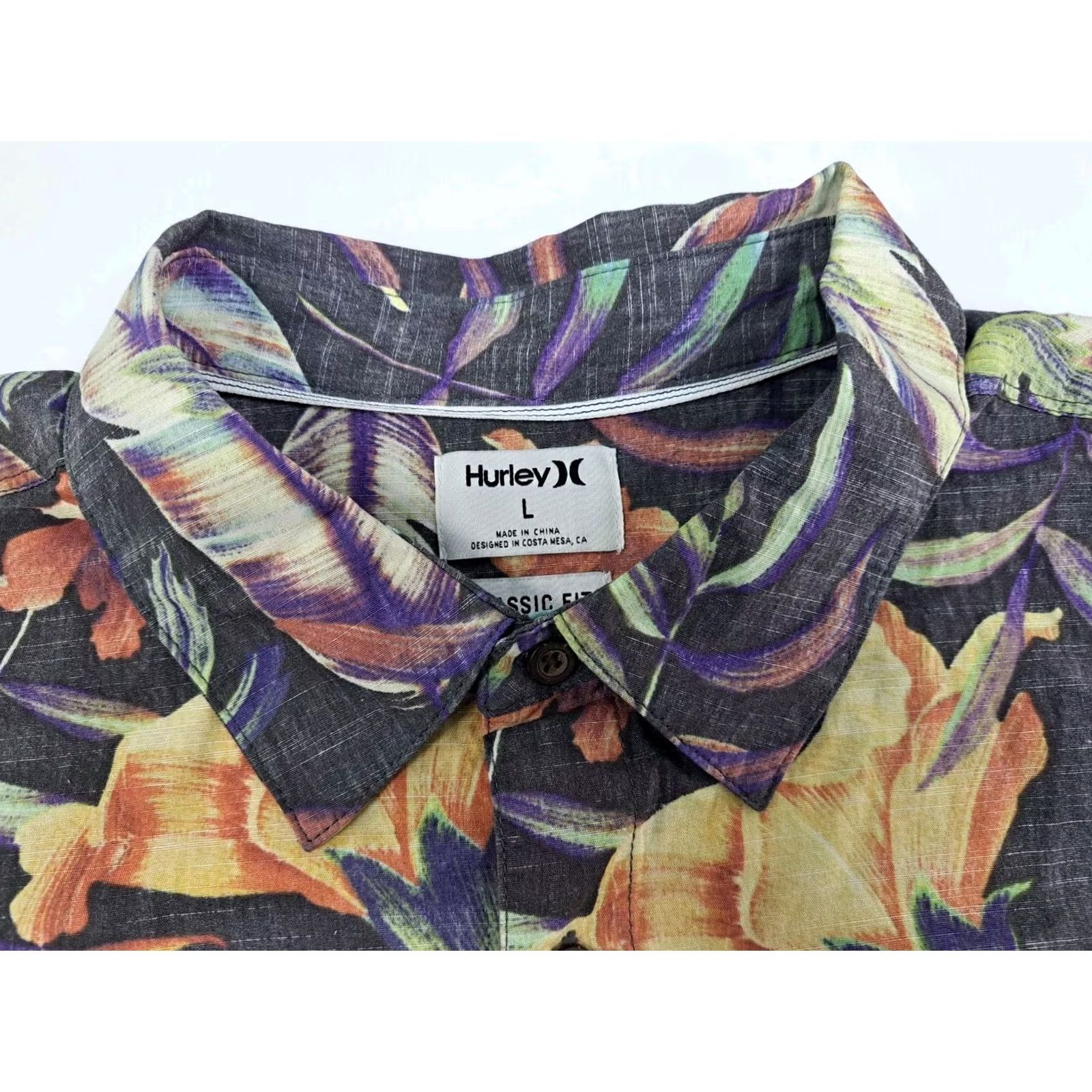 Hurley Hurley Mens Short Sleeve Button-Up Shirt Large Floral Hawaiian Classic Fit Pockets Multicolor Cotton Woven Size US L / EU 52-54 / 3 - 4 Thumbnail