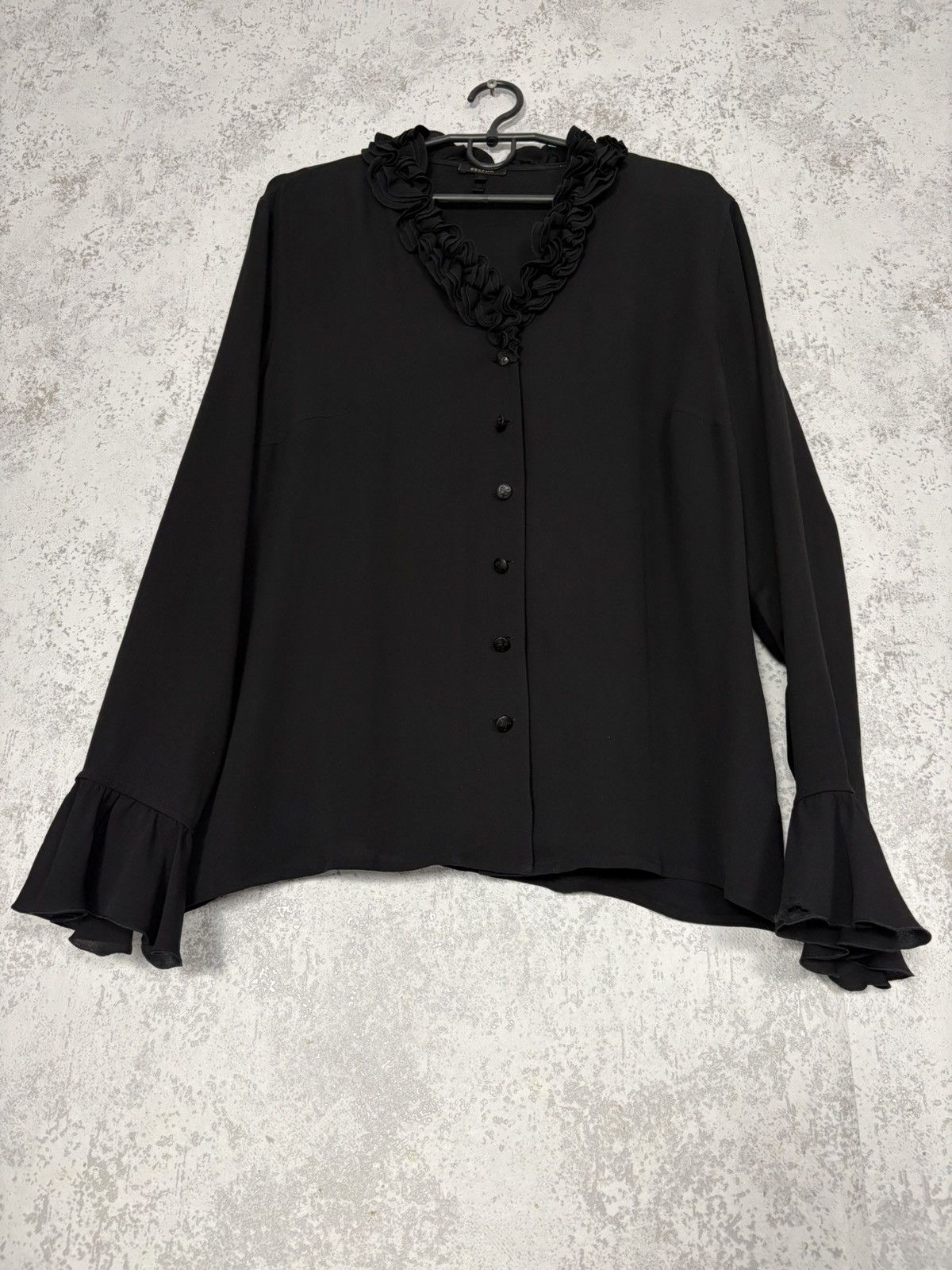 Escada Escada Black Silk Ruffle Blouse Vintage Luxury Womens Top 42 Size M / US 6-8 / IT 42-44 - 2 Thumbnail