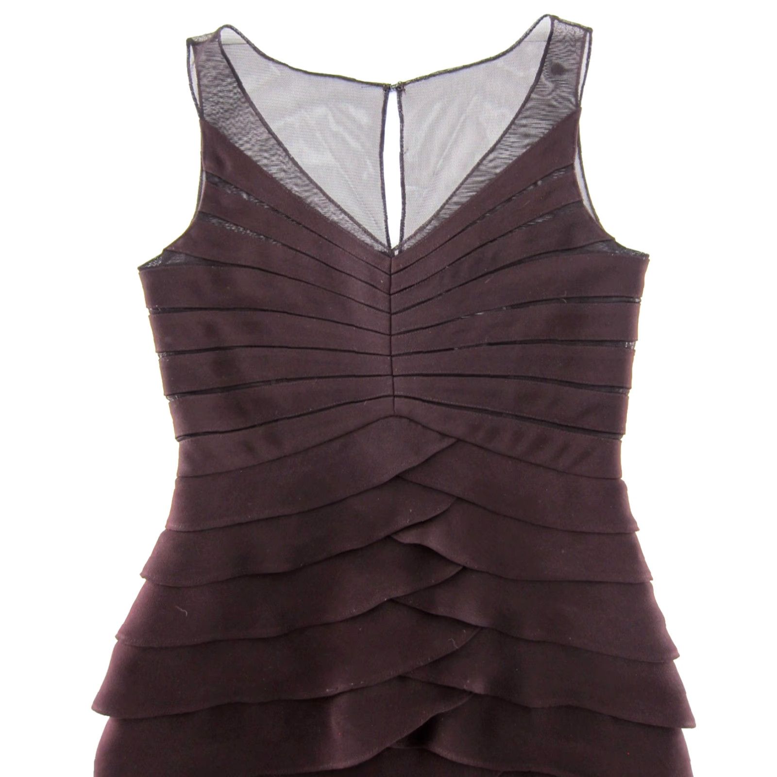 Vintage Eliza J New York Brown Sleeveless Layer Tiered Work Party Formal Sheath Dress 4 Size S / US 4 / IT 40 - 4 Thumbnail