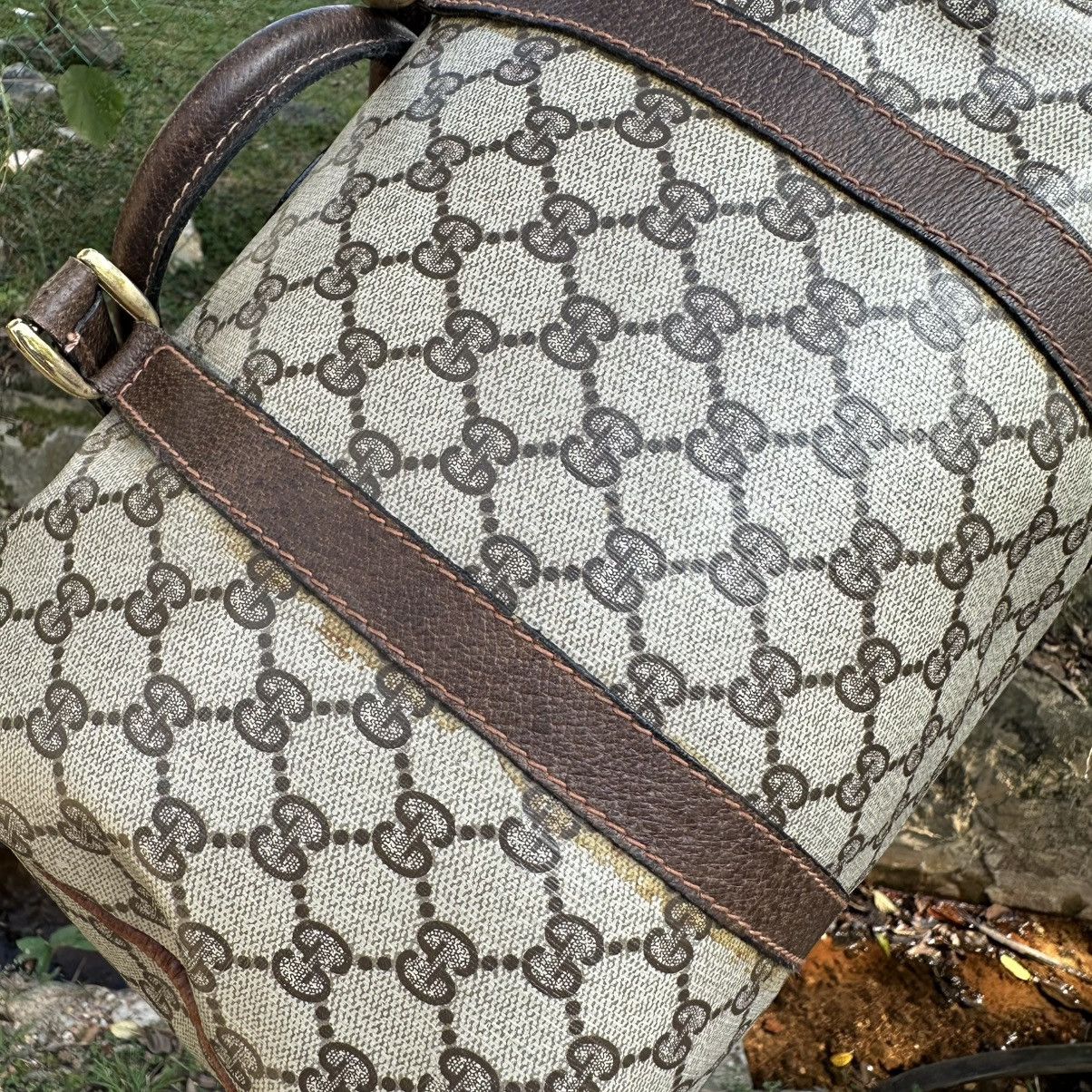 Gucci Vintage Gucci Monogram Boston Bag Canvas Shelly Line Size ONE SIZE - 16 Thumbnail