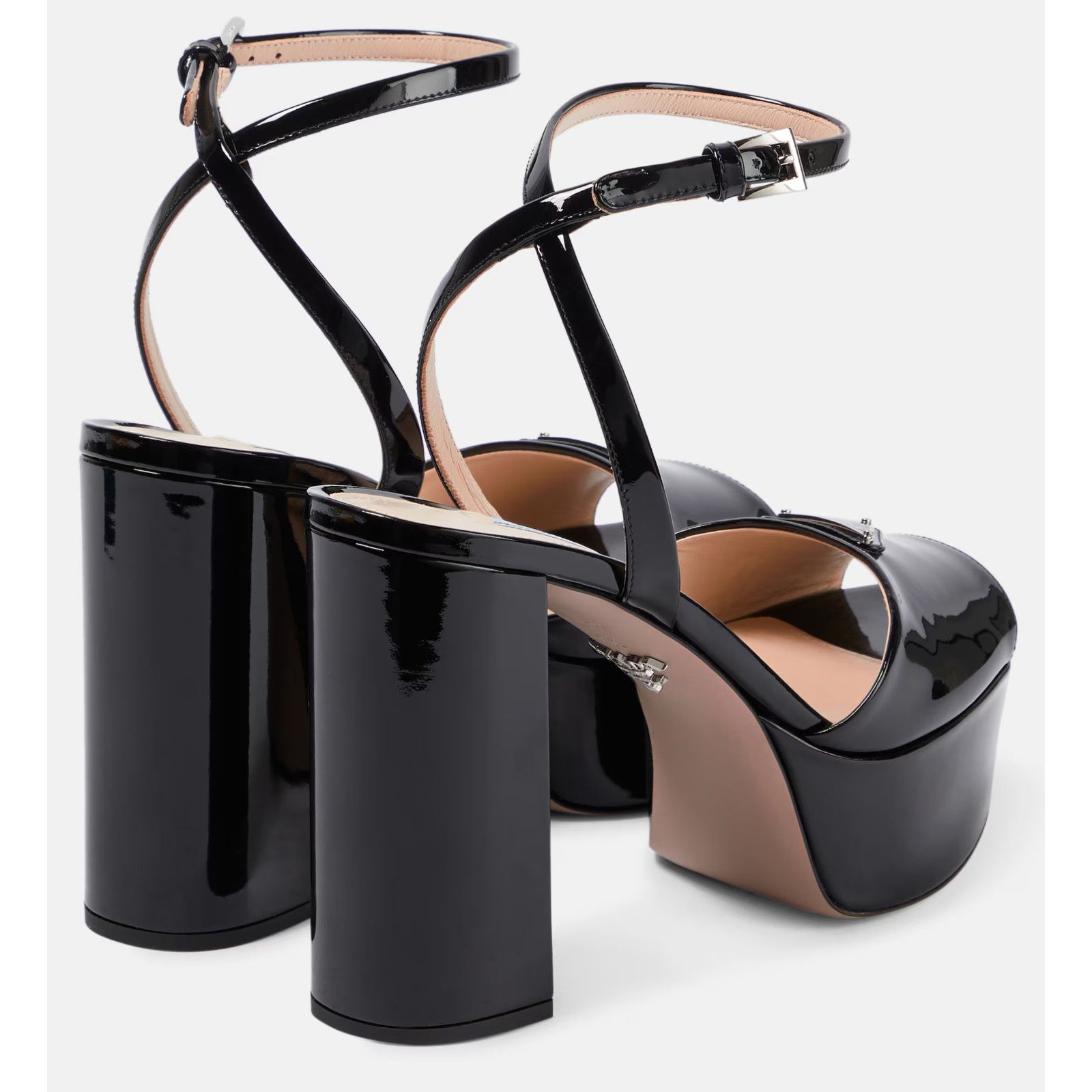 Prada Prada 115mm Black Patent Leather Platform Sandal Ankle Size US 9 / IT 39 - 14 Thumbnail