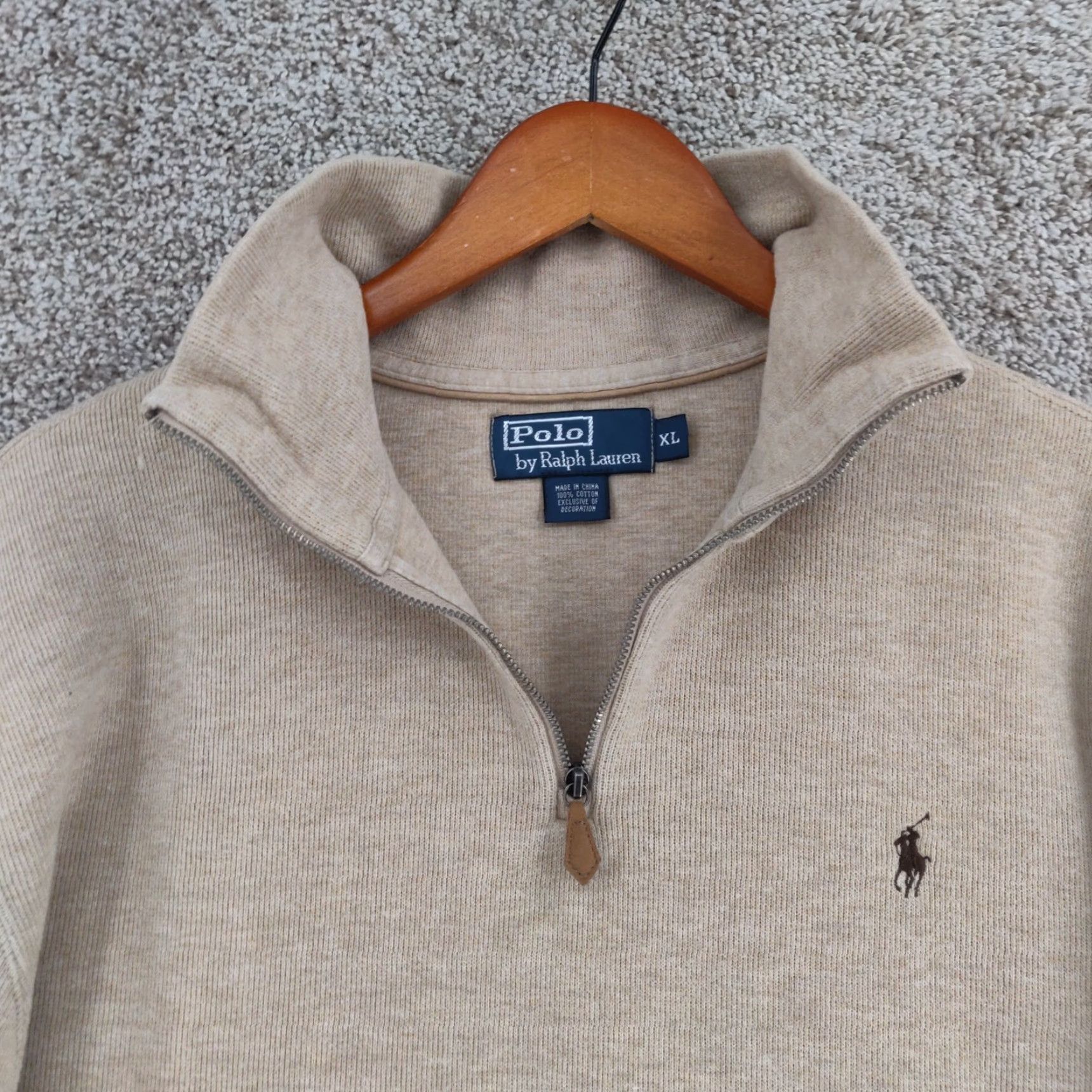 Polo Ralph Lauren VINTAGE Polo Ralph Lauren 1/4 Zip Pullover Sweater Mens XL Beige Mock Neck Size US XL / EU 56 / 4 - 7 Thumbnail