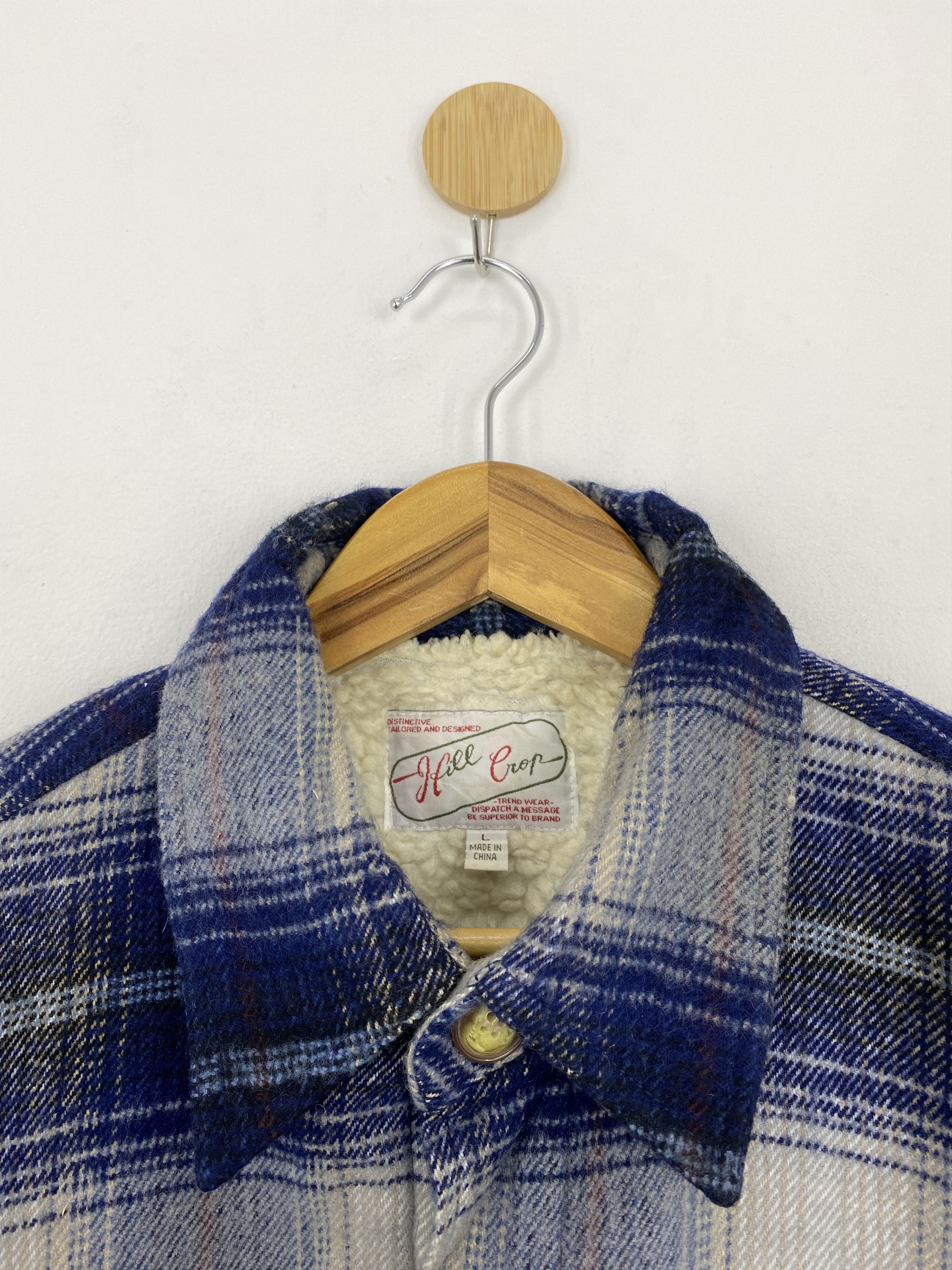 Vintage Vintage 80s Hill Crop Shadow Plaid Fleece Flannel J1845 Size US L / EU 52-54 / 3 - 9 Thumbnail