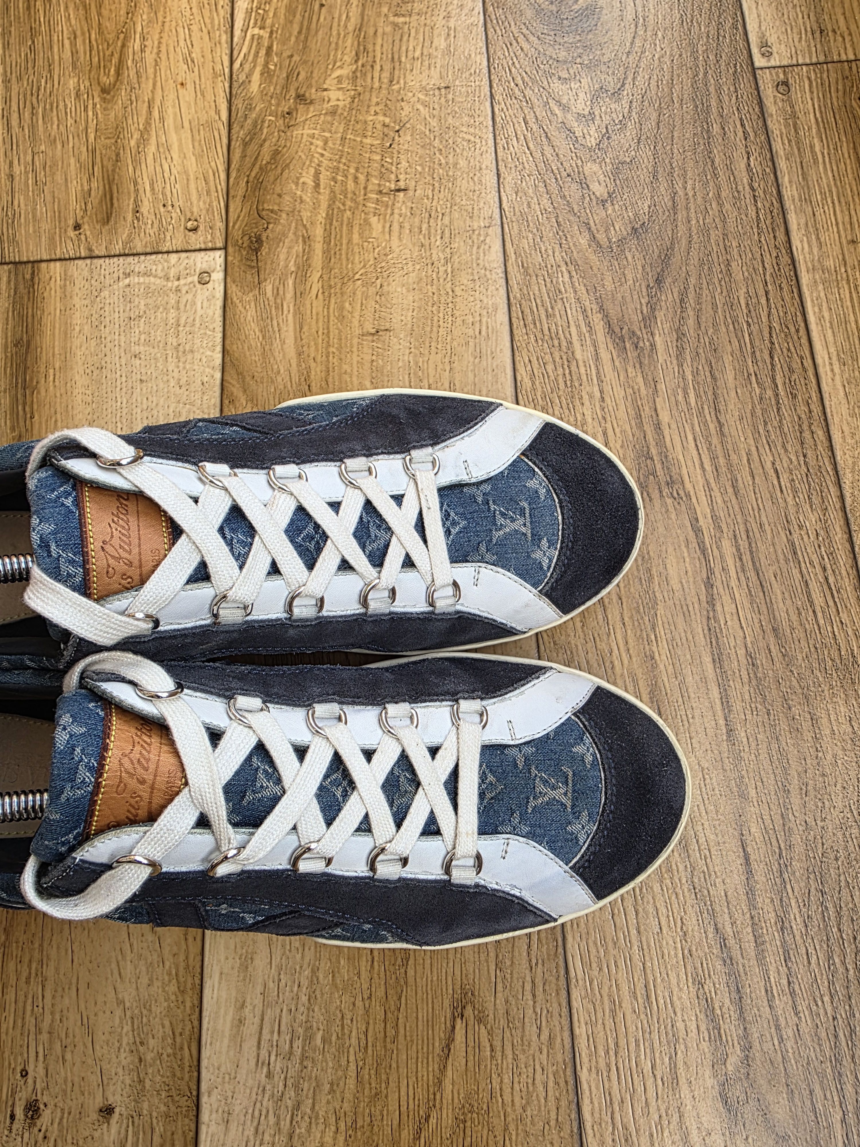 Louis Vuitton Louis Vuitton Blue Monogram Denim and Suede Sneakers Size US 11 / EU 44 - 10 Thumbnail