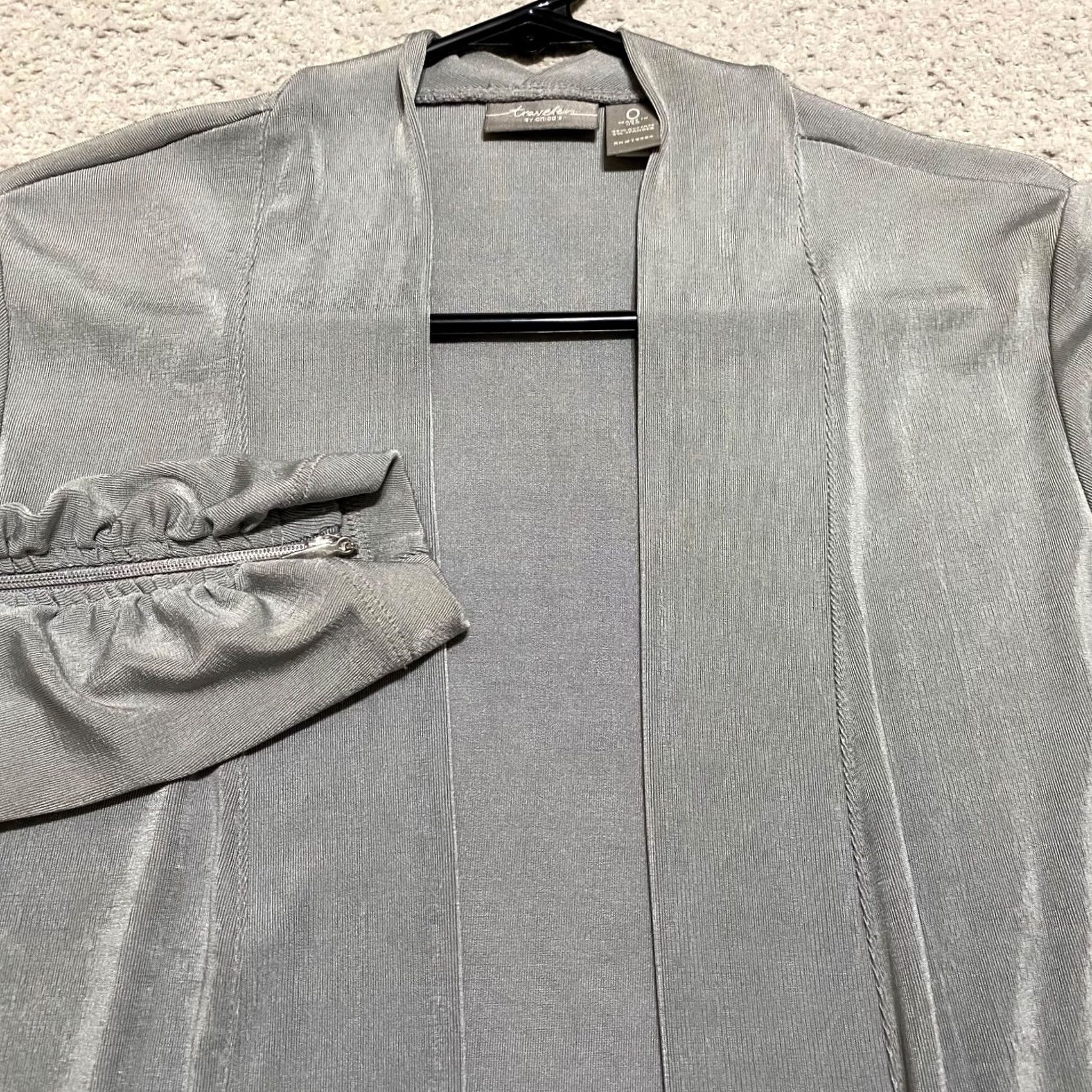 Vintage Chico's Cardigan Sweater Open Front Ruched Gray Travel Womens Small Shirt M Cardigan Girls Mens Girls? Size S / US 4 / IT 40 - 5 Thumbnail