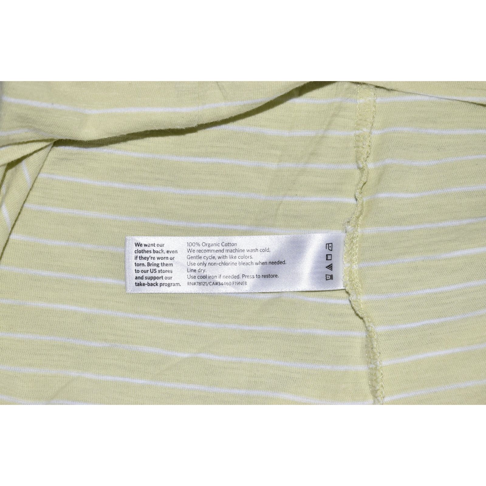 Eileen Fisher EILEEN FISHER Yellow Striped Org Cotton V Neck Petite Top PP Size S / US 4 / IT 40 - 5 Thumbnail