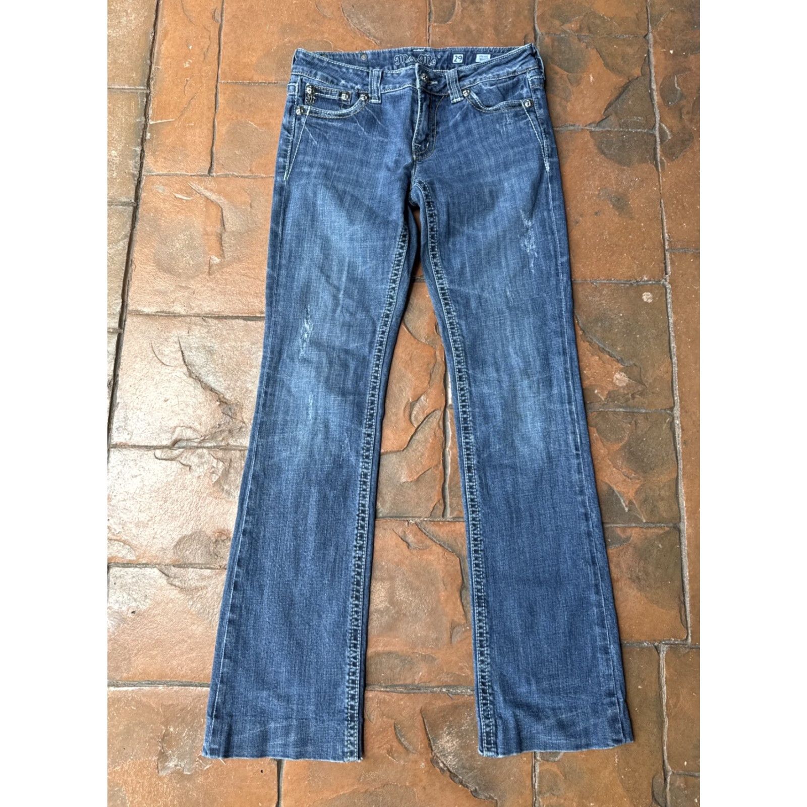 Miss Me Miss Me Jeans Boot Cut Embellished Bling Denim 29 Blue Womens Brand Miss Me Jeans JP6075B Size 29" - 2 Thumbnail